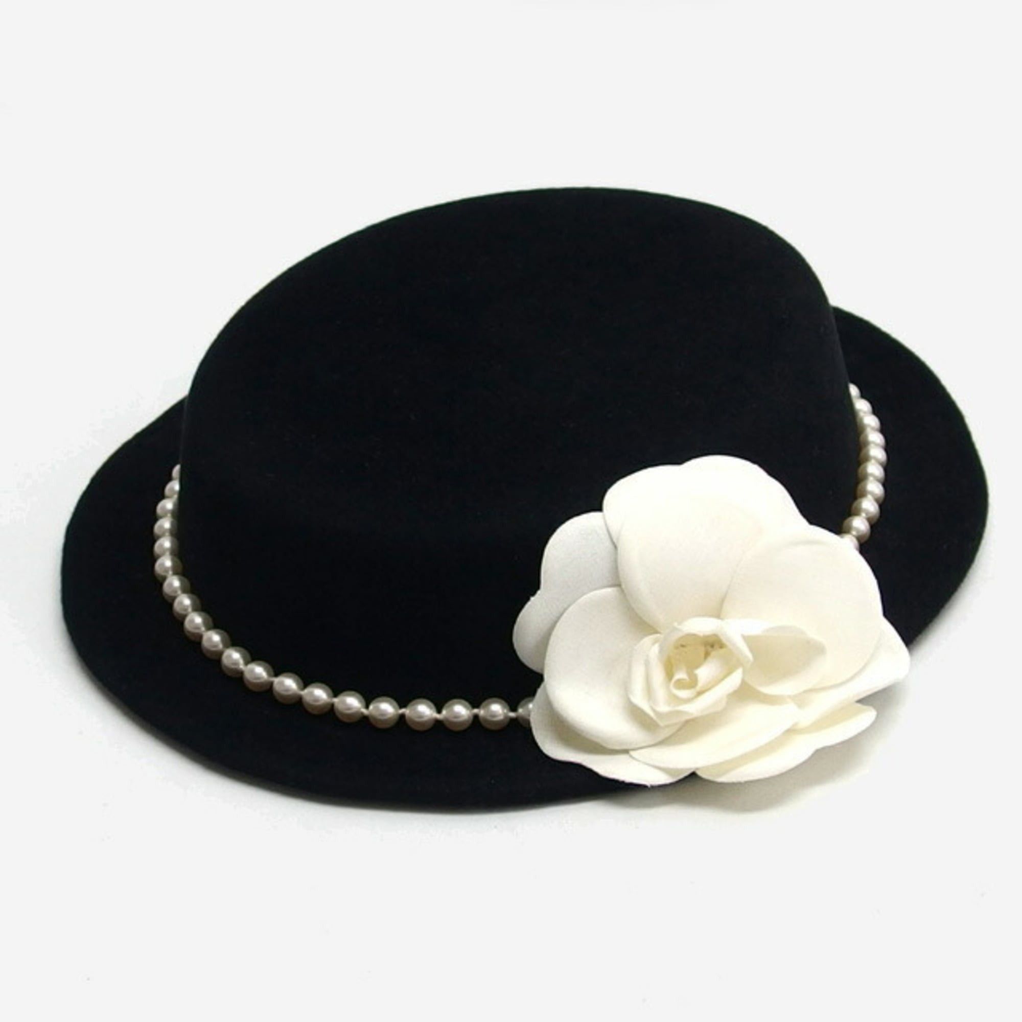 Chanel Chanel Camellia Faux Pearl Cocktail Hat Black | Grailed
