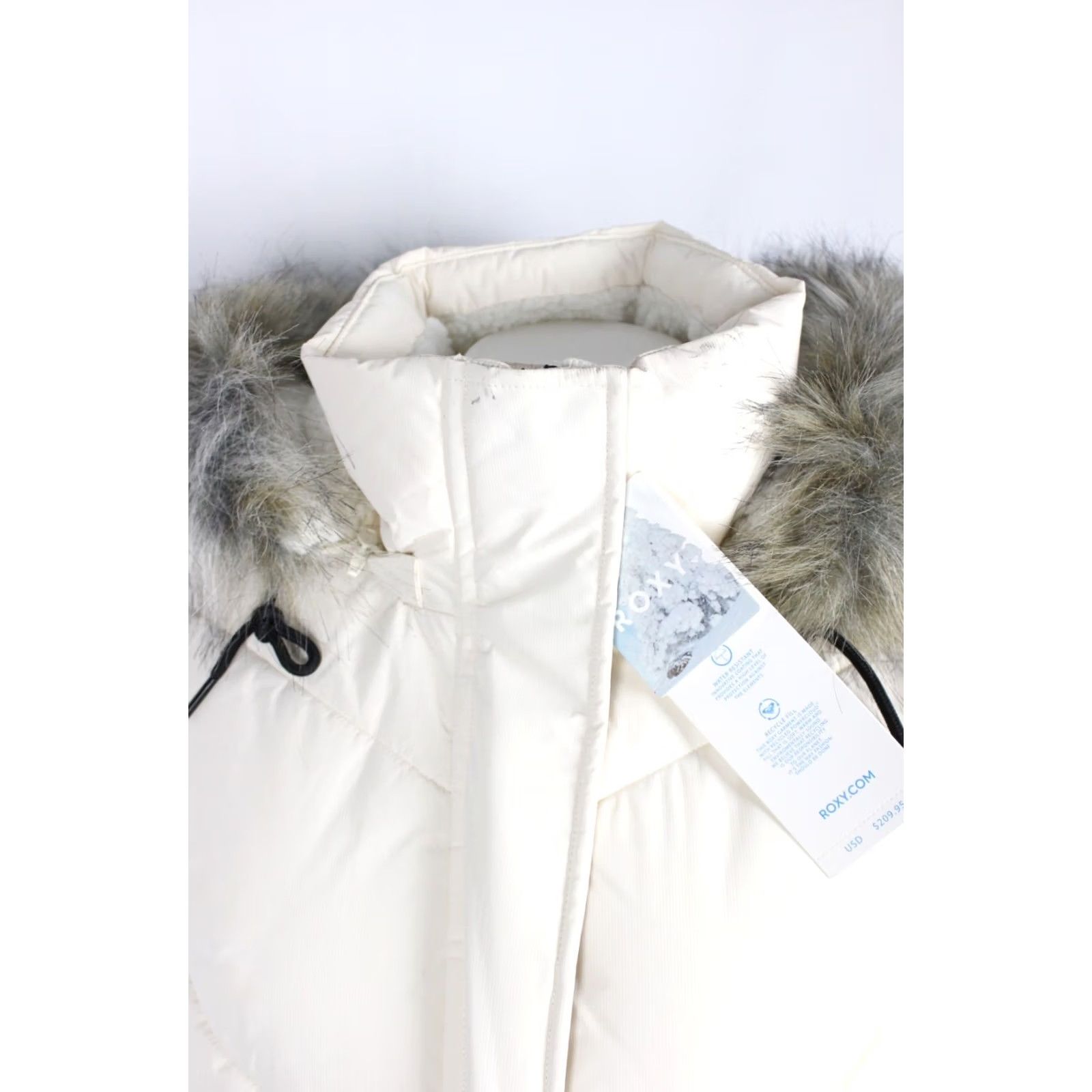 Vintage VINTAGE ROXY Women's Ellie Waterproof Long Jacket Coat Dry Flight 5K Small Dirt Marks Ivory 90s/Outdoor/Winter Womens Size S / US 4 / IT 40 - 3 Thumbnail