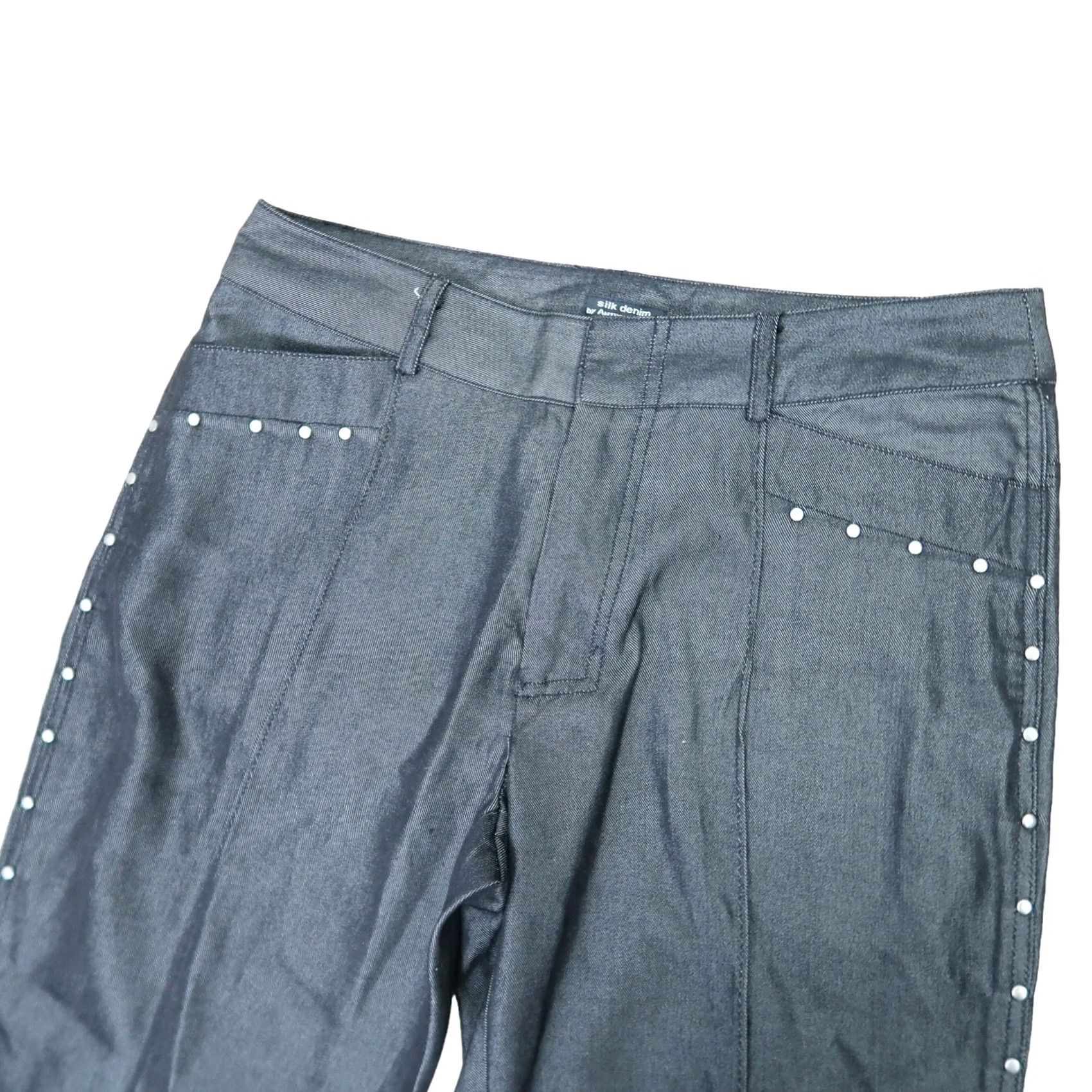 Denime VINTAGE Anthony Sicari Silk Denim Bootcut Jeans Womens 6 Black Studded 32in Inseam Mid Rise 10in Fall Spring Y2K Size 28" / US 6 / IT 42 - 2 Thumbnail
