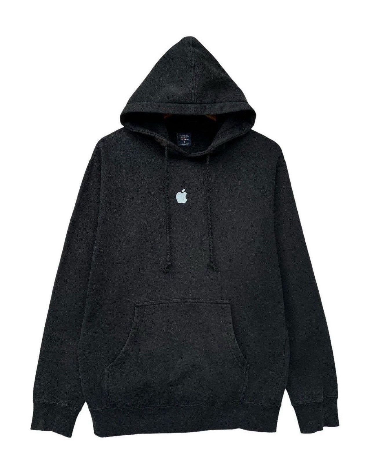 Vintage Y2K Apple Centre Logo Cyber Black Hoodie