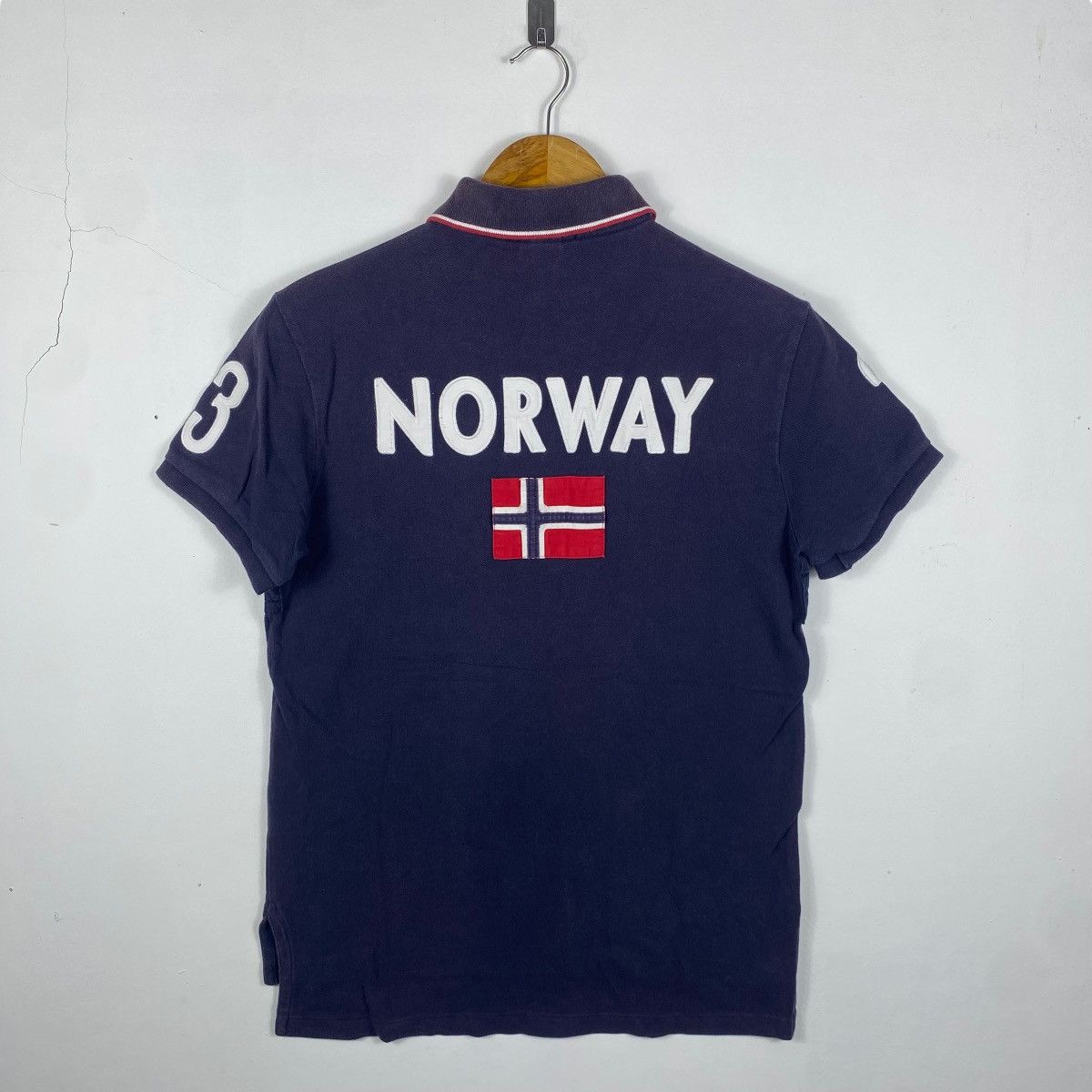Polo Ralph Lauren × Vintage POLO RALPH LAUREN Norway 1934 #23 Navy Faded Polo Shirt Size S / US 4 / IT 40 - 4 Thumbnail