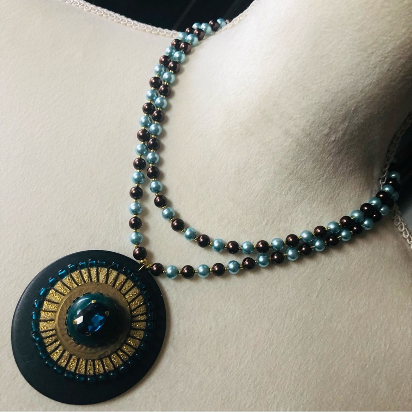 Handmade Handcrafted repurpose amulet Pearl necklace Size ONE SIZE - 1 Thumbnail