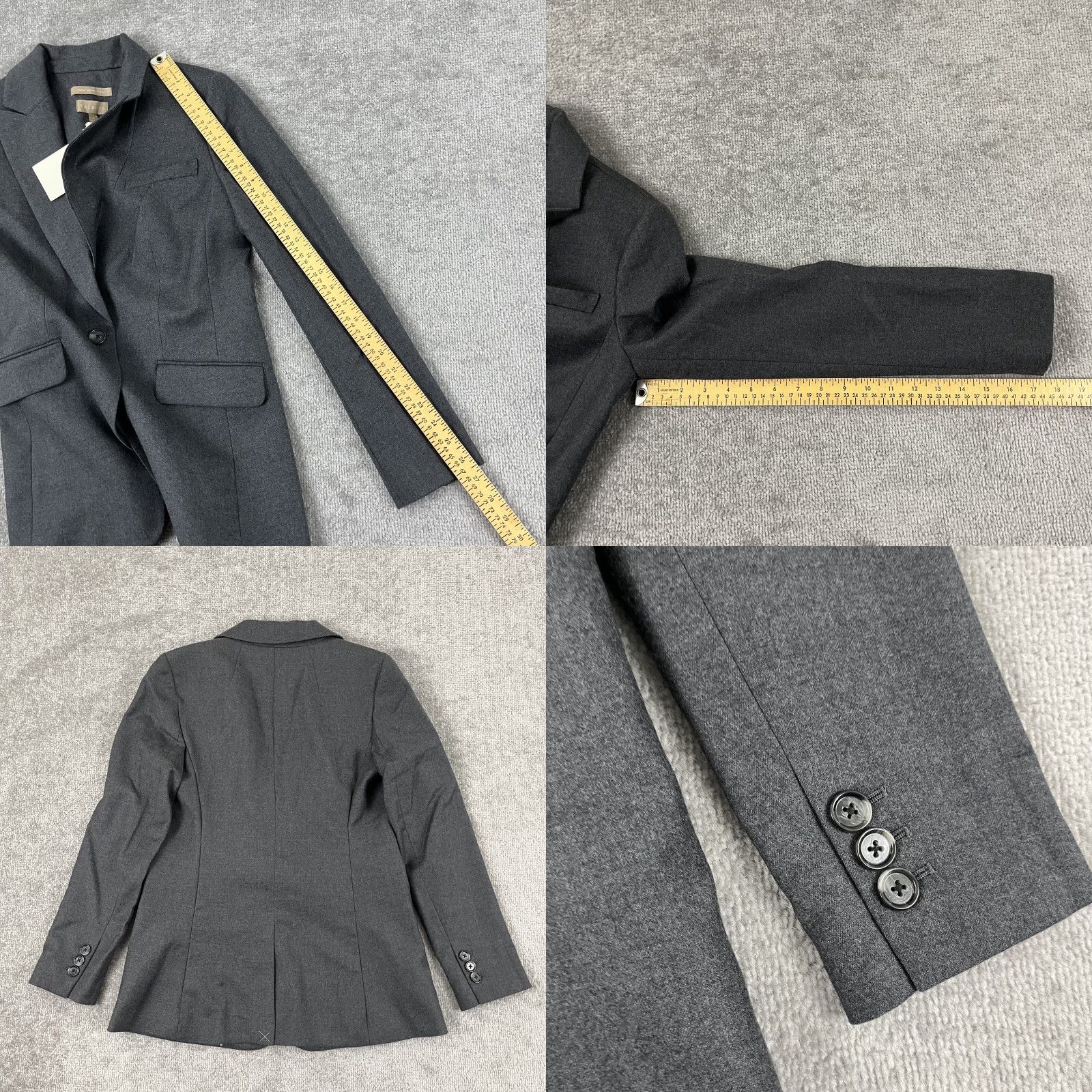 Talbots Talbots Blazer Jacket Womens Size 2 Gray Wool Notched 1-Button Woven Italy NEW Size XS / US 0-2 / IT 36-38 - 8 Thumbnail