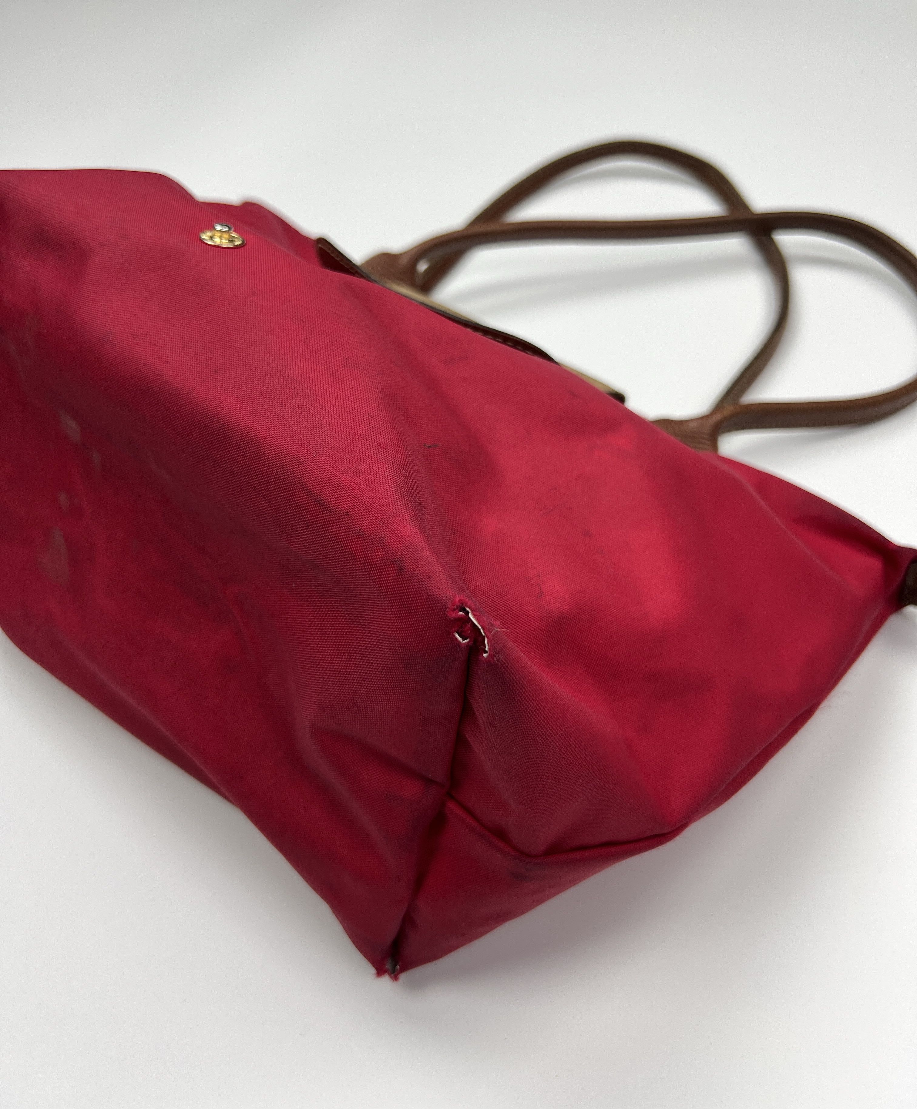 Longchamp × Vintage Vintage Longchamp Le Pliage Shopping Red Nylon Shoulder Bag Size ONE SIZE - 11 Thumbnail