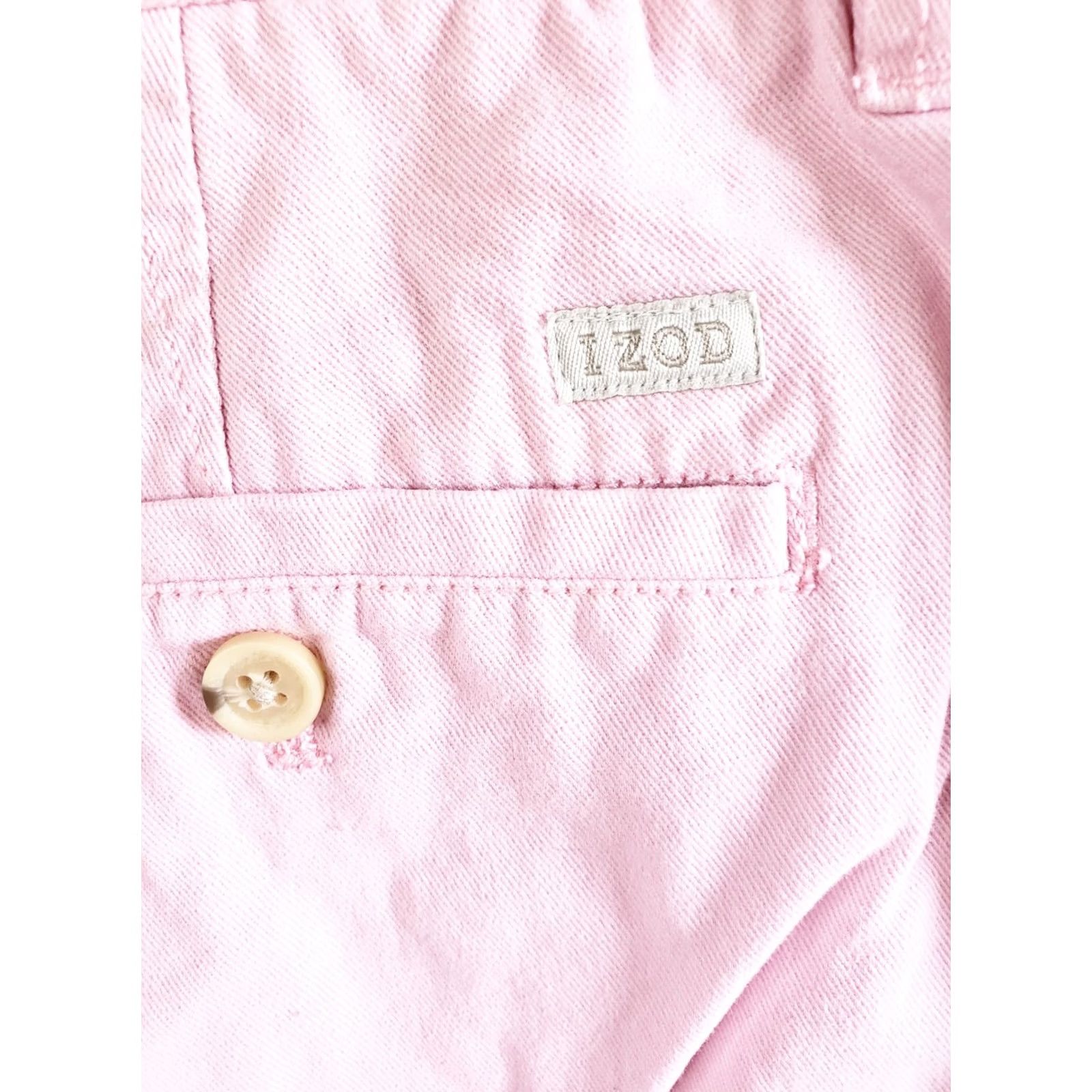 Izod IZOD Saltwater Shorts Men 34x9 Pink Regular Fit Flat Front 9" Inseam Casual Cotton Chino Zip Belt Loops Logo Stretch Vintage? No Size US 34 / EU 50 - 6 Thumbnail