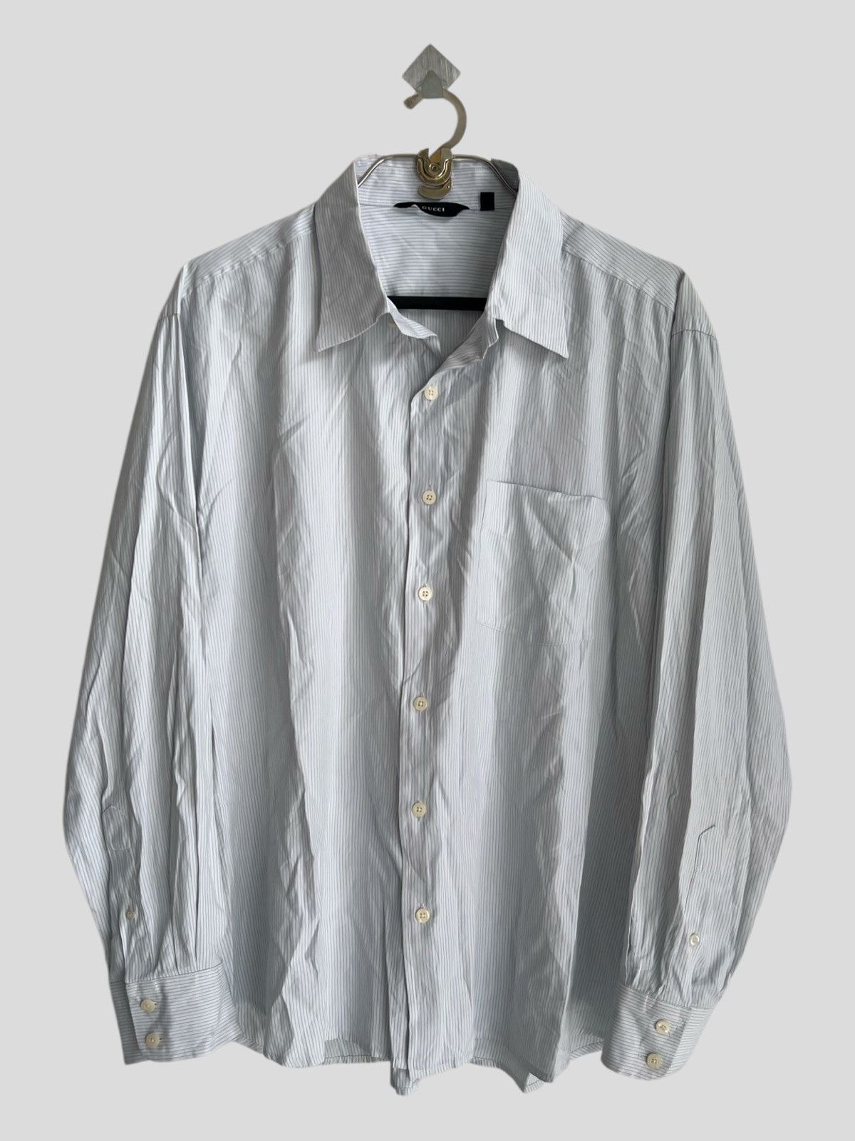 Gucci Gucci Tom Ford Eras White Pinstriped Gentleman Button Shirt Size US XL / EU 56 / 4 - 1 Thumbnail