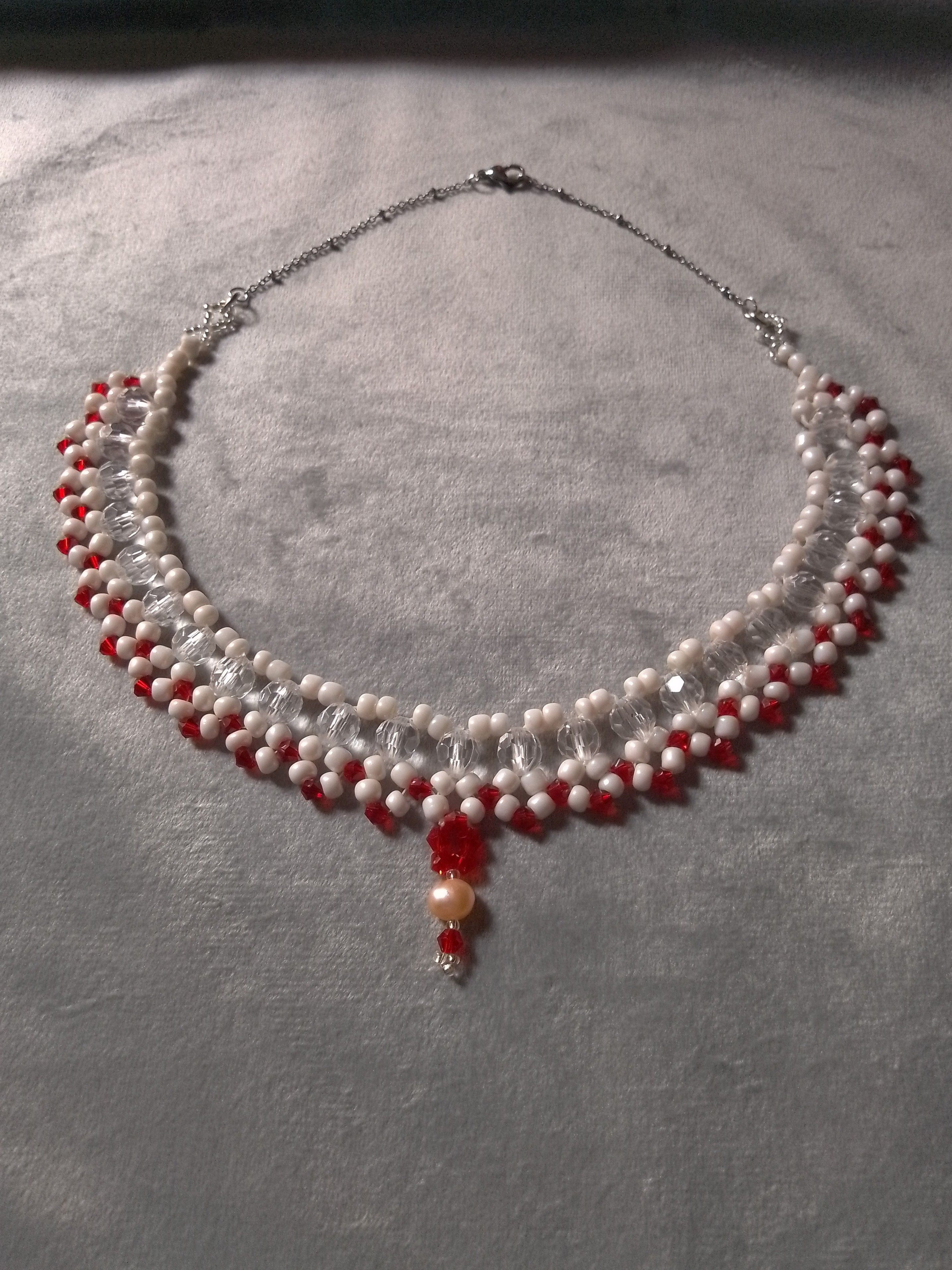 Handmade Elegant Necklace Ivory red with river pearl pendant Size ONE SIZE - 6 Thumbnail