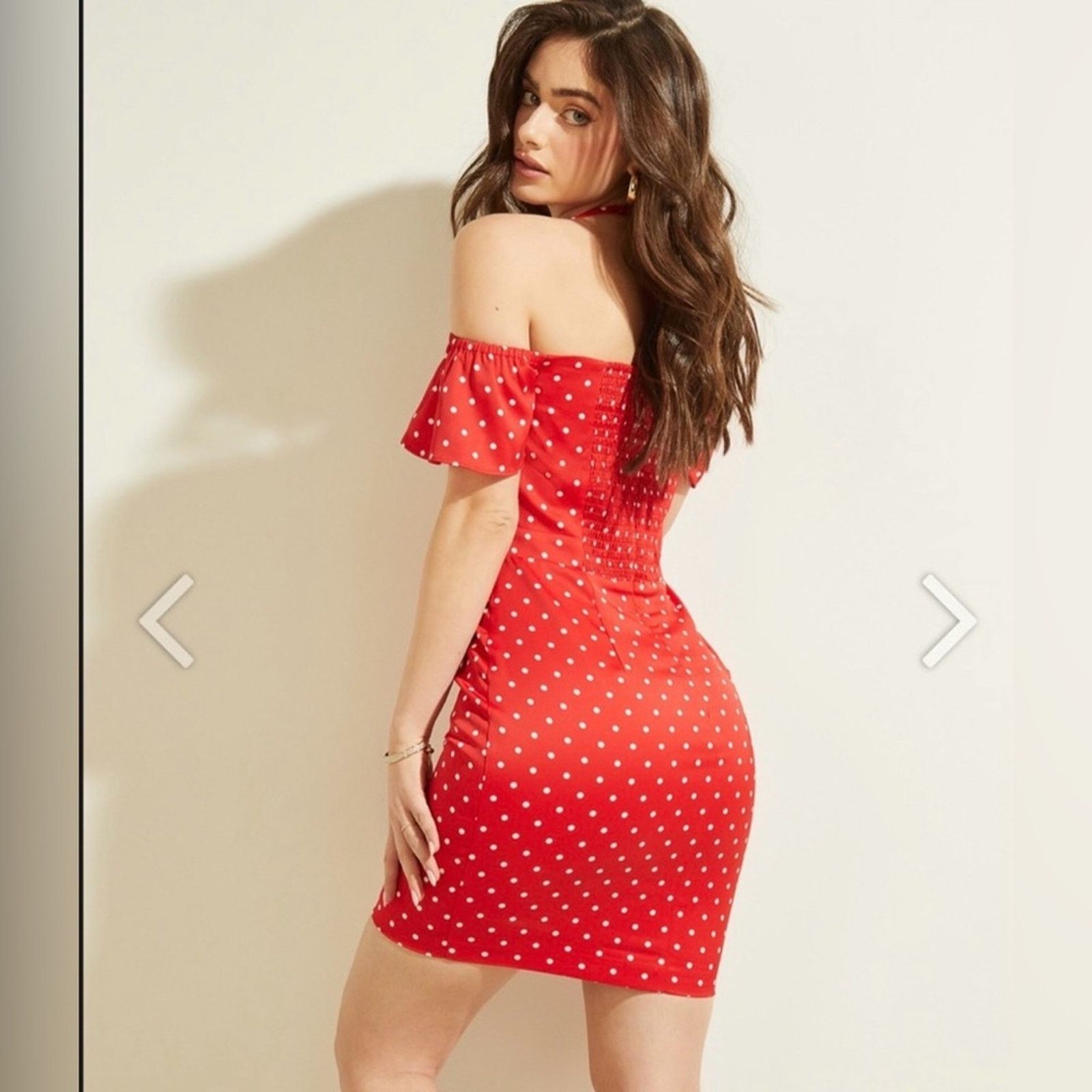 Other New Y2K Retro Vintage Red Polka Dot Off-Shoulder Dress S Size S / US 4 / IT 40 - 4 Thumbnail