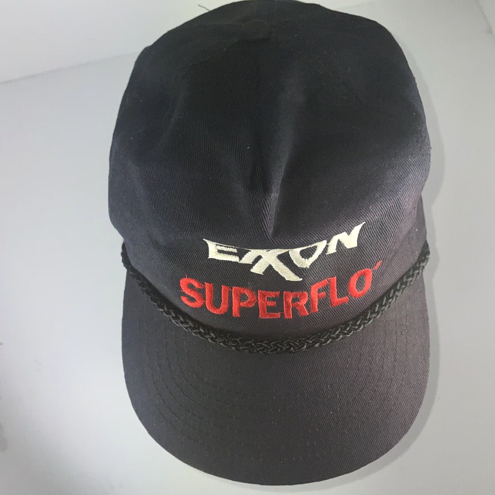 Spell VTG Exxon Superflo Spell Out Hat Black Snapback Rope Baseball Cap Adjustable Hat Men Adjustable Black Rope Baseball Cap Mens Size ONE SIZE - 5 Thumbnail