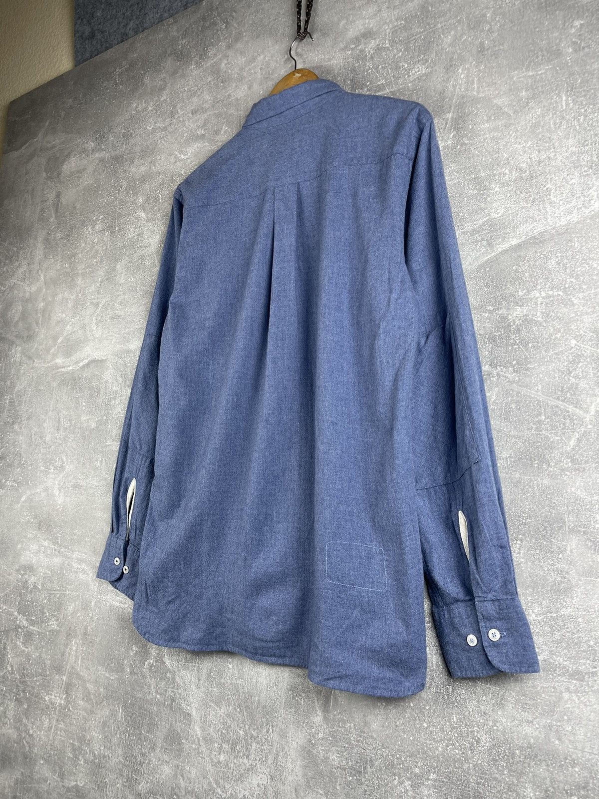 Universal Works Universal Works Button-Down Brushed Herringbone Shirt Blue Size US M / EU 48-50 / 2 - 8 Thumbnail