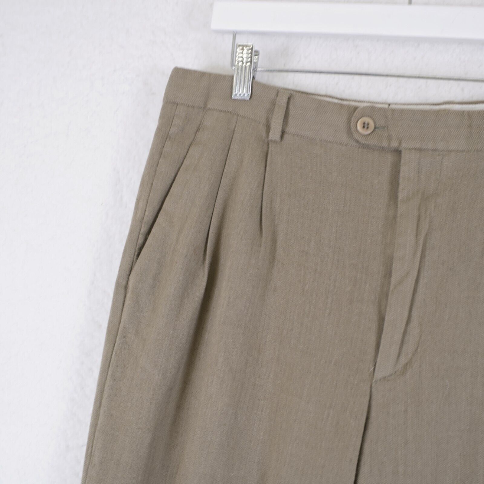 Zanella Zanella Nordstrom Bennett Tan Tweed Wool Herringbone Mid Ris Size 34R - 3 Thumbnail