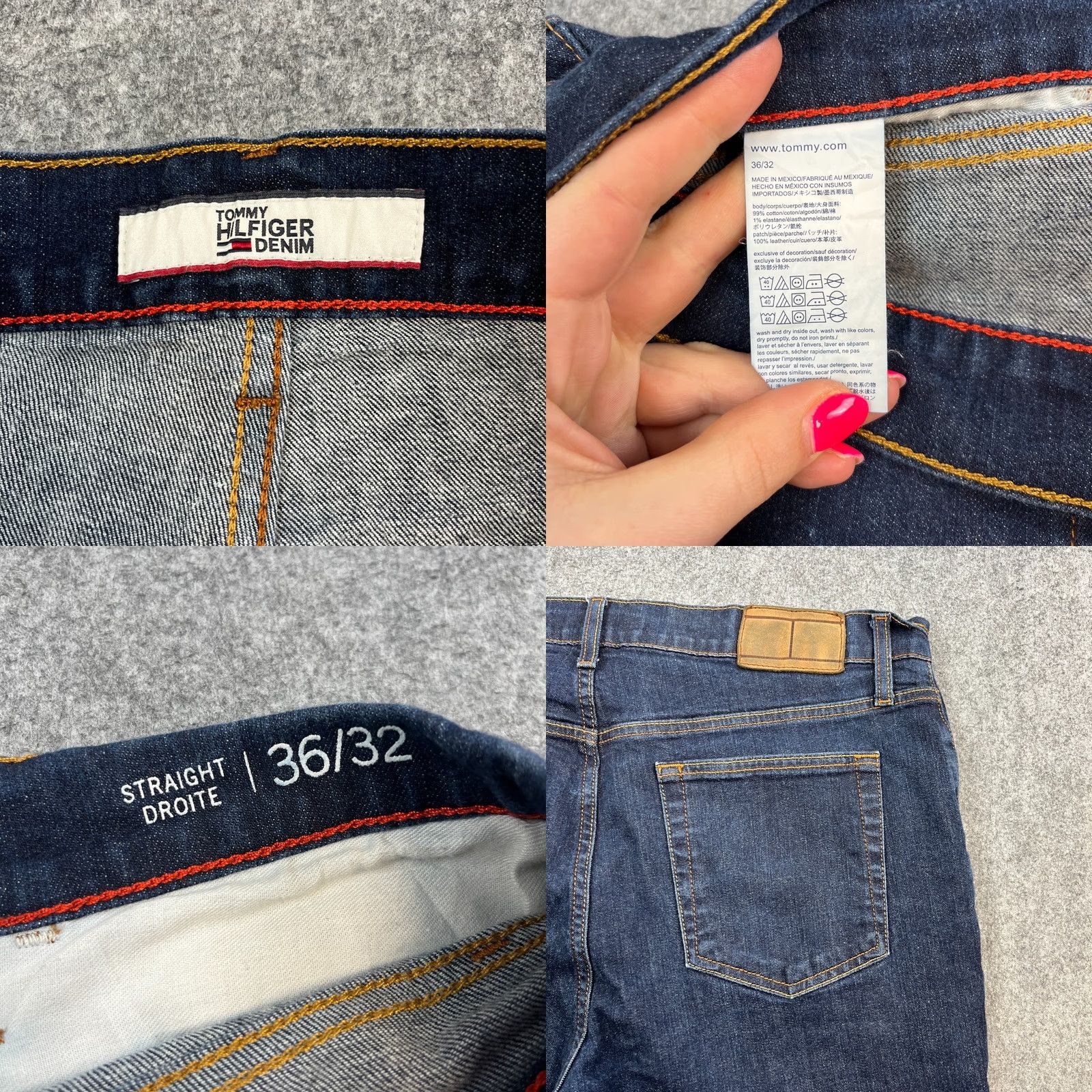 Tommy Hilfiger Tommy Hilfiger Mens Jeans Regular Straight 36 32 Dark Blue Raw Indigo Neppy Denim 5-Pocket Mens Jeans Regular Dark Blue 36 in Waist 32 in Inside Leg Size US 36 / EU 52 - 8 Thumbnail