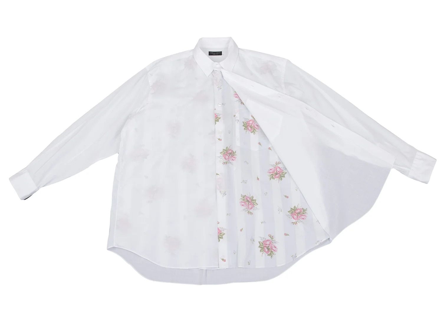 Comme des Garcons Homme Plus Stripe Flower Layered Long Sleeve Shirt Off-white Size M Size US M / EU 48-50 / 2 - 11 Thumbnail