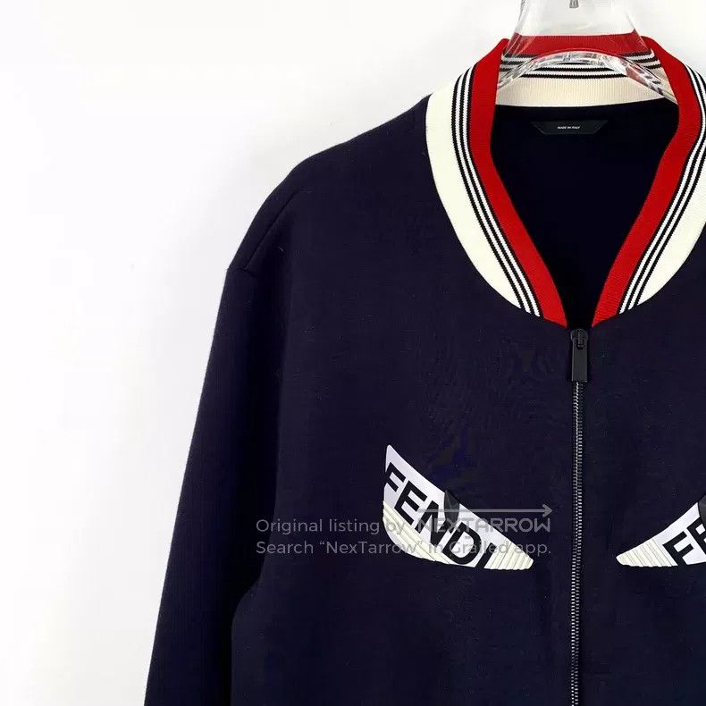 Fendi Fendi Navy blue little monster eye stripe zipper long slee Size US L / EU 52-54 / 3 - 3 Thumbnail