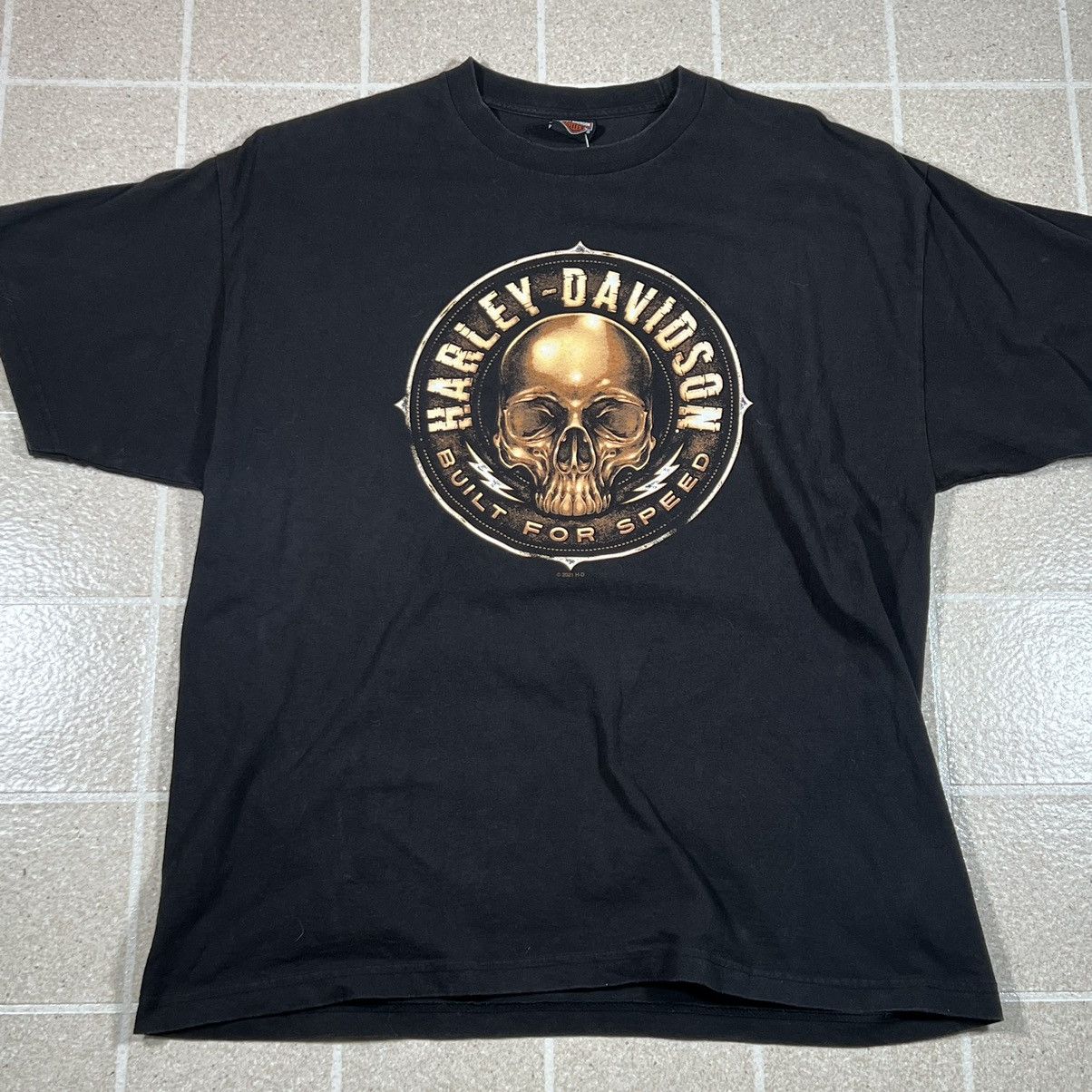 Harley Davidson × Vintage Faded 2021 Harley Davidson Skull Shirt Built For Speed Size US XL / EU 56 / 4 - 1 Thumbnail