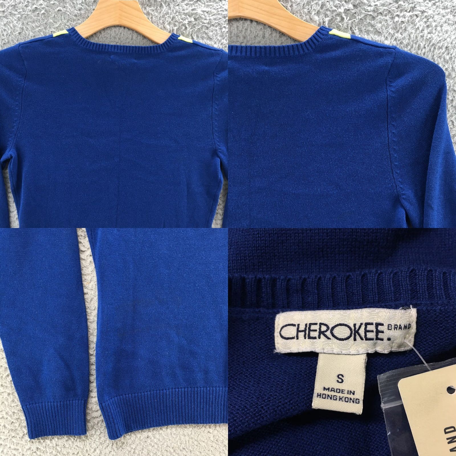 Cherokee Cherokee Pullover Sweater Womens S Blue Plaid VNeck Knit NEW Size S / US 4 / IT 40 - 9 Thumbnail
