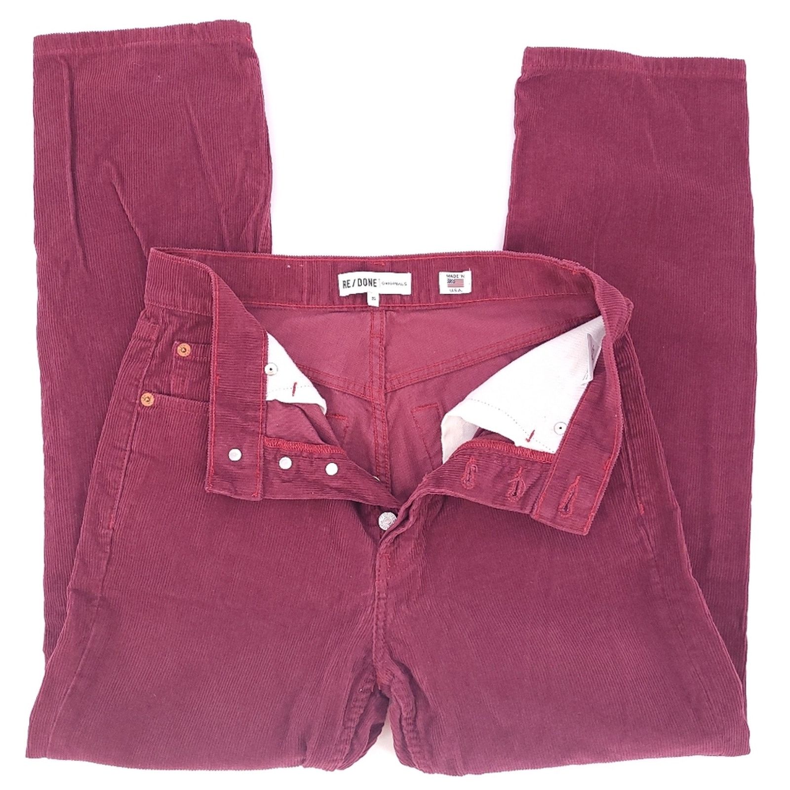 RE/DONE Re/done High Rise Originals Button Fly Corduroy Size 26" / US 2 / IT 38 - 1 Thumbnail