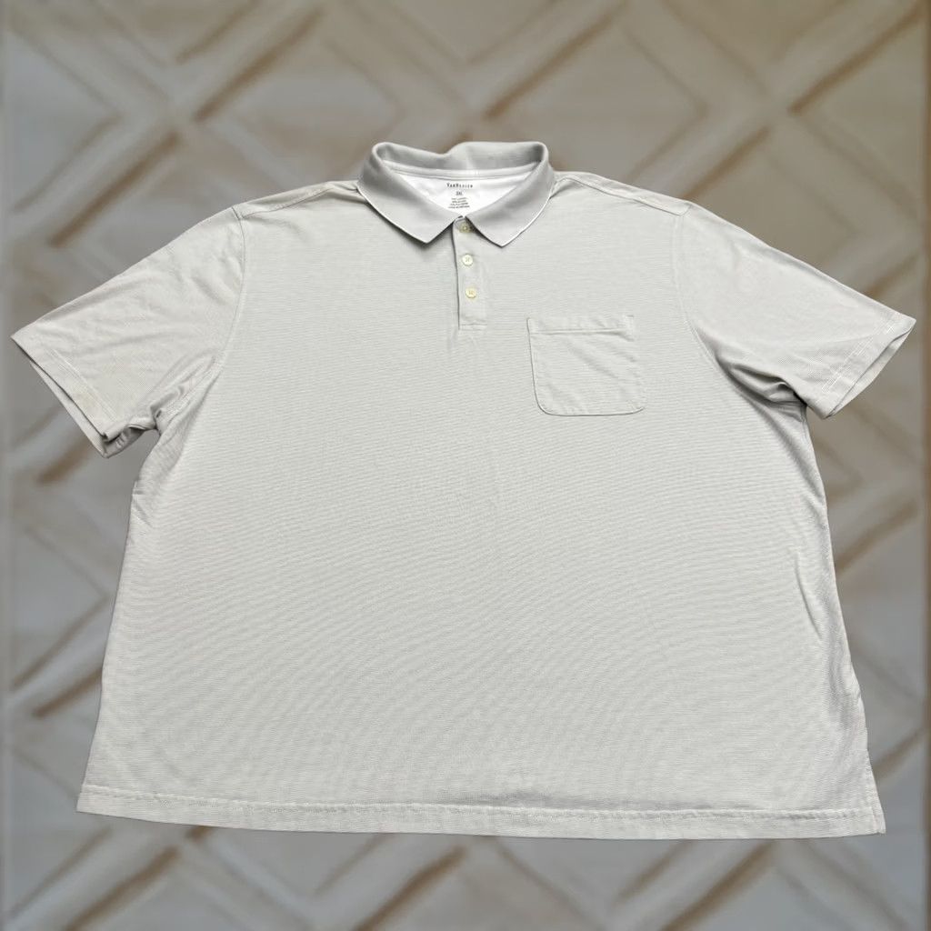 Van Heusen VINTAGE Van Heusen Striped Polo Shirt Mens 3XL Gray Short Sleeve Cotton Blend Big & Tall Polo Mens Nike Shirt Size US XXL / EU 58 / 5 - 1 Thumbnail