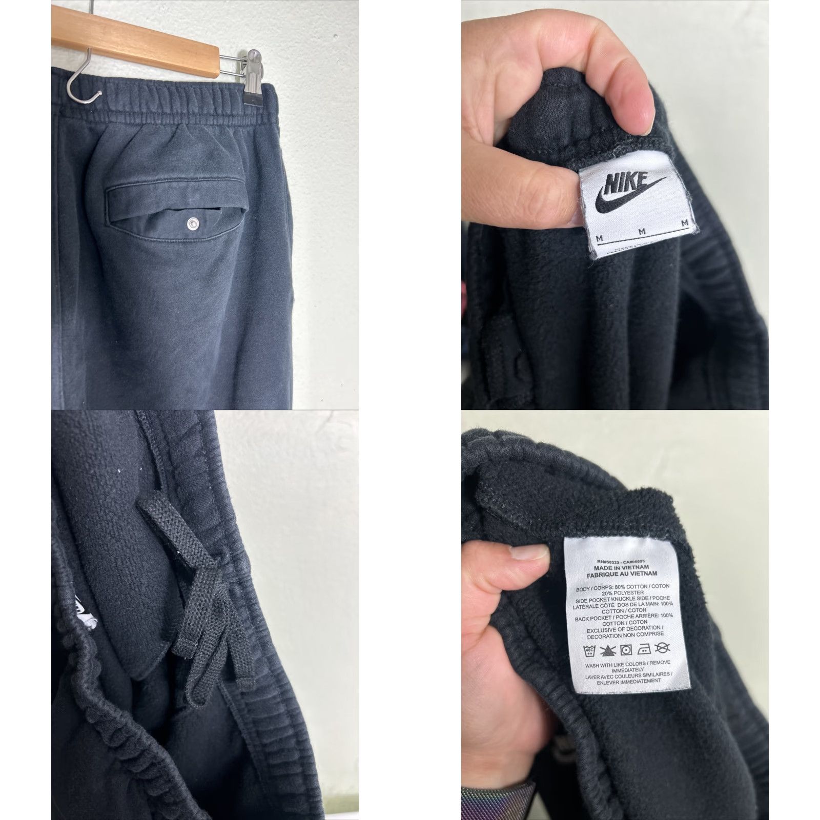 Nike Nike Pants Mens Medium Black Club Fleece Joggers Sweatpants Workout 30x28 Size US 31 - 9 Thumbnail