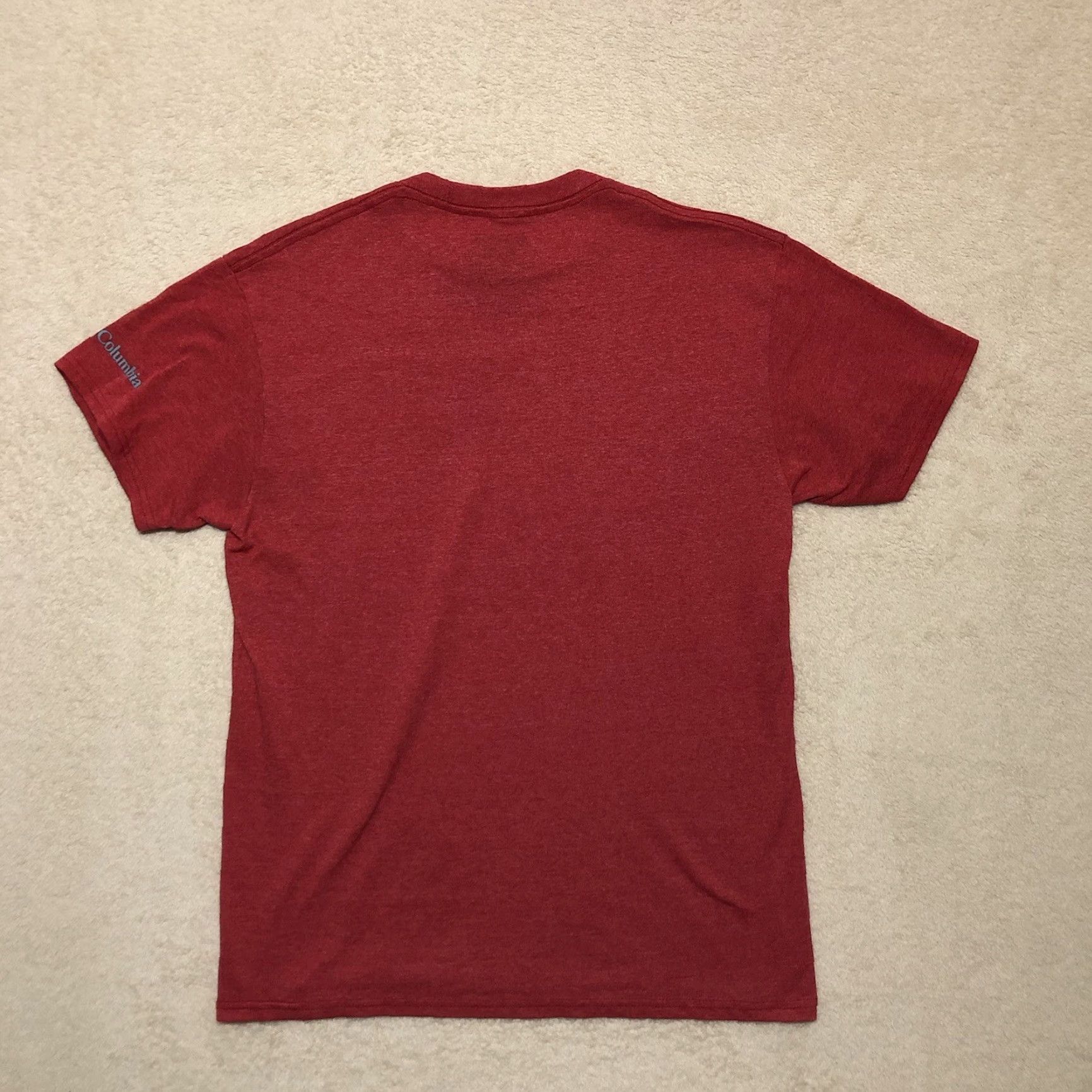 Vintage Columbia Sportswear Mens Size Medium Striped Graphic T-Shirt Heather Red Size US M / EU 48-50 / 2 - 6 Thumbnail