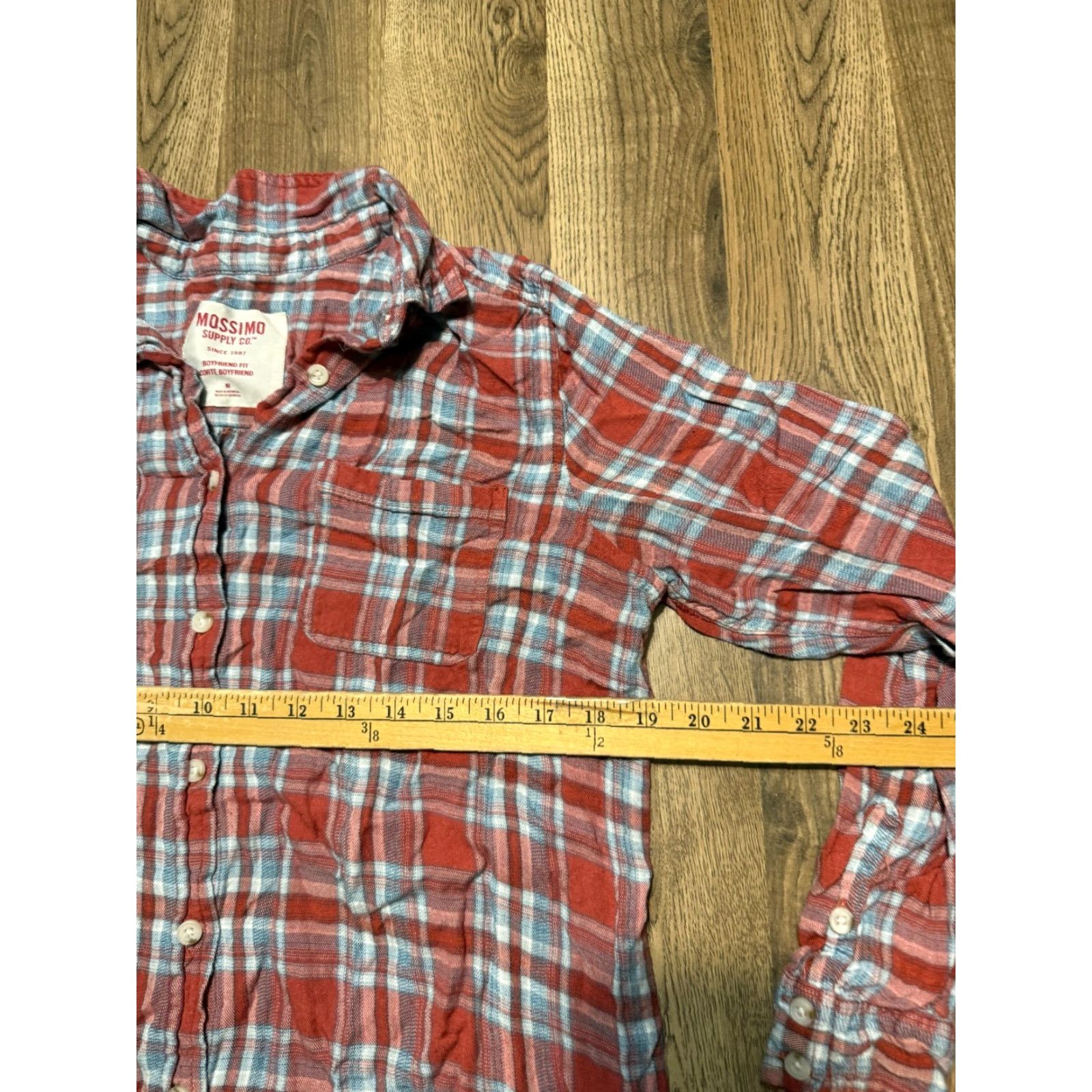 Mossimo VINTAGE not applicable; Mossimo Shirt Womens Medium Red Blue White Button Up Long Sleeve Boyfriend Fit Size M / US 6-8 / IT 42-44 - 6 Thumbnail