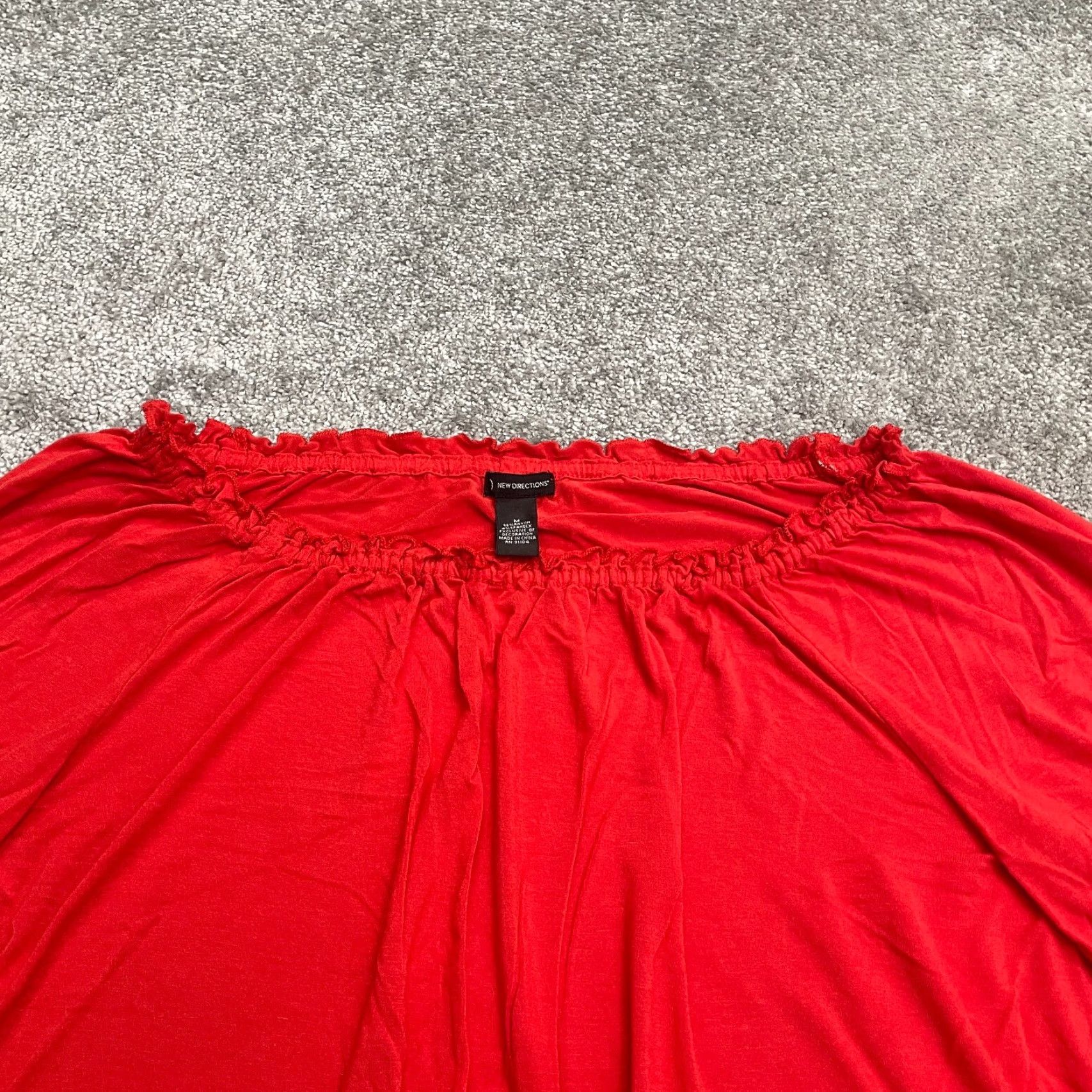 Vintage New Directions Cropped Knot Top Shirt Women M Red Off Shoulder Bell Sleeve Casual Modern Beach 90s Womens Size M / US 6-8 / IT 42-44 - 3 Thumbnail