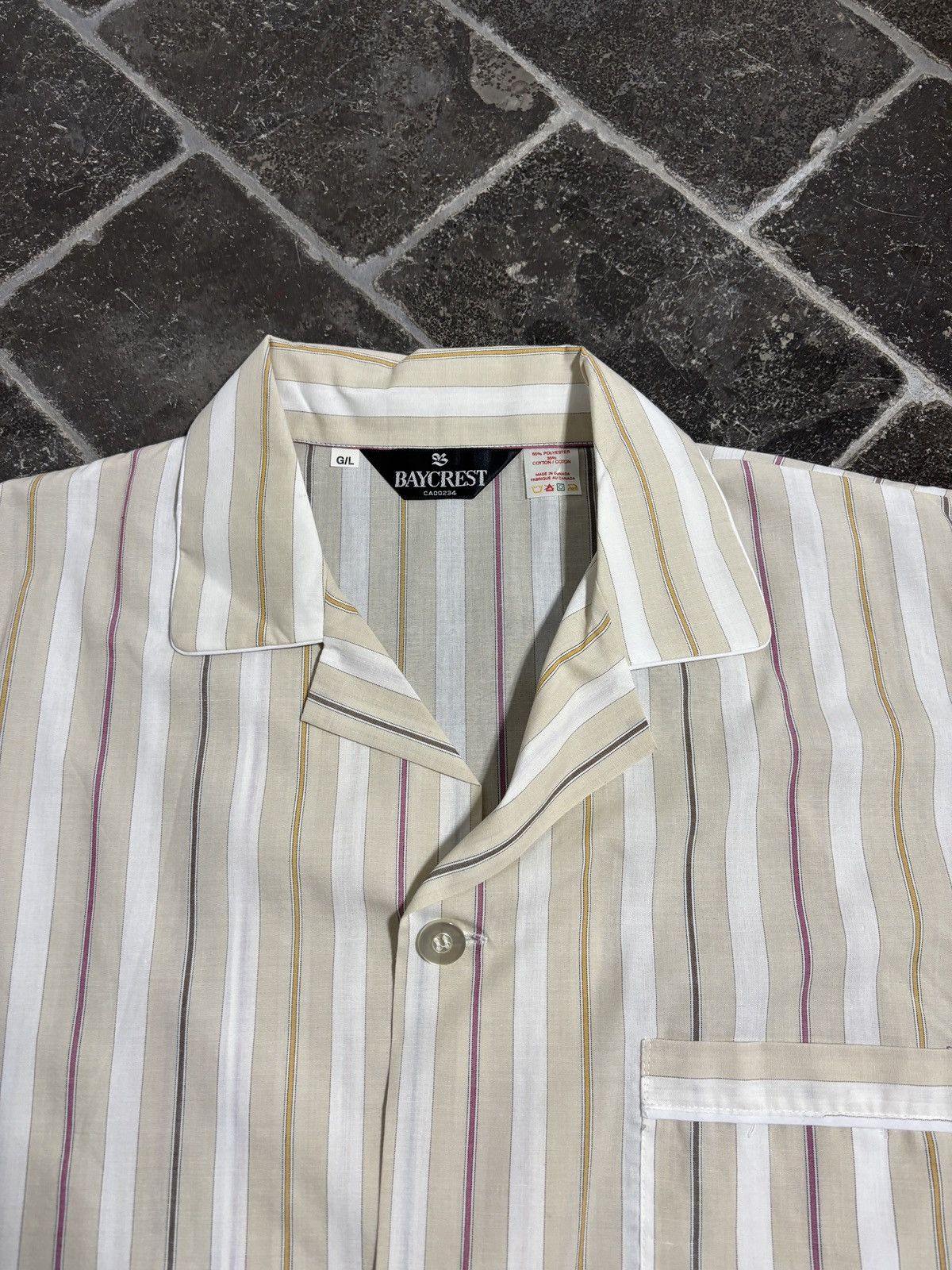 Vintage Striped Pajama Set 90s Vintage Two Piece Suit Sleep Perma Size US 38 / EU 54 - 4 Thumbnail