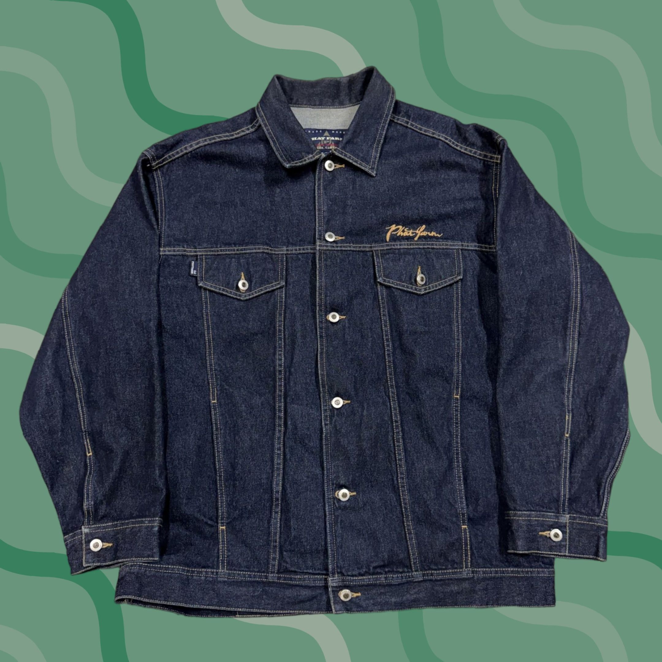 Phat Farm VINTAGE Phat Farm Jacket Mens XL Blue Denim Button Front Hip Hop Logo Varsity Streetwear Size US XL / EU 56 / 4 - 1 Thumbnail