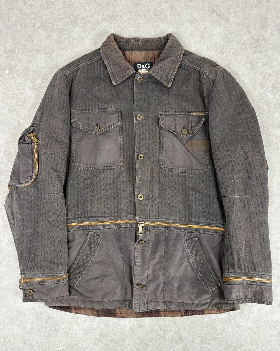 Dolce & Gabbana AW2003 Dolce & Gabbana Grey Faded Military Cargo Detachable Jacket Size US L / EU 52-54 / 3 - 1 Thumbnail