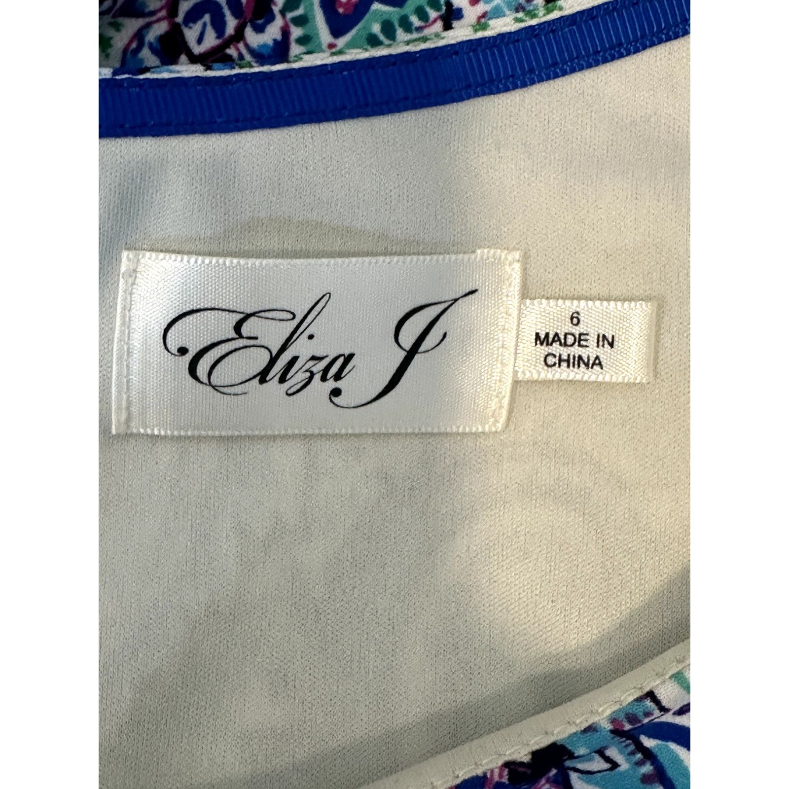 Other Eliza J Blue White Paisley Short Sleeve Jersey Midi Dress 6 Size M / US 6-8 / IT 42-44 - 7 Thumbnail