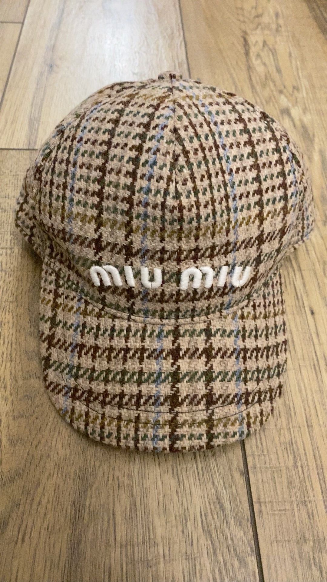 Miu Miu Miu Miu Brown Beige Houndstooth Wool Cap Size ONE SIZE - 1 Thumbnail