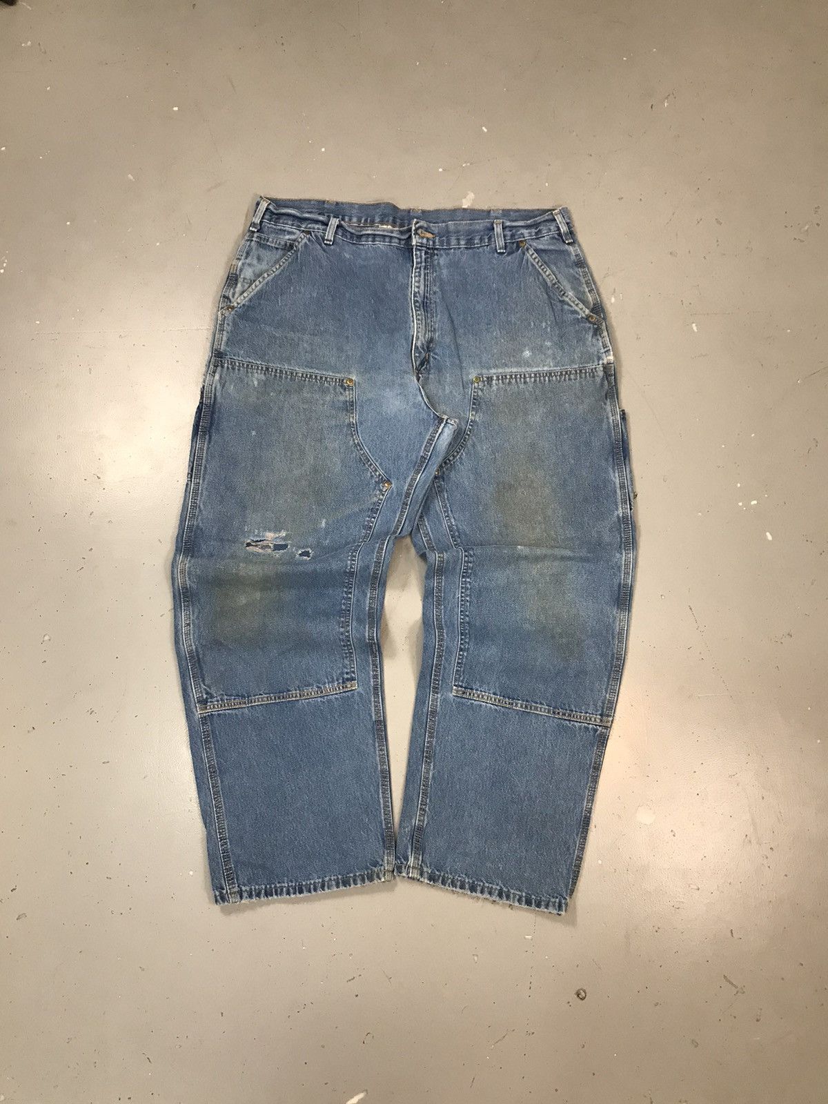 Carhartt × Vintage Vintage Carhartt B273 DST distressed double knee denim Size US 40 / EU 56 - 1 Thumbnail