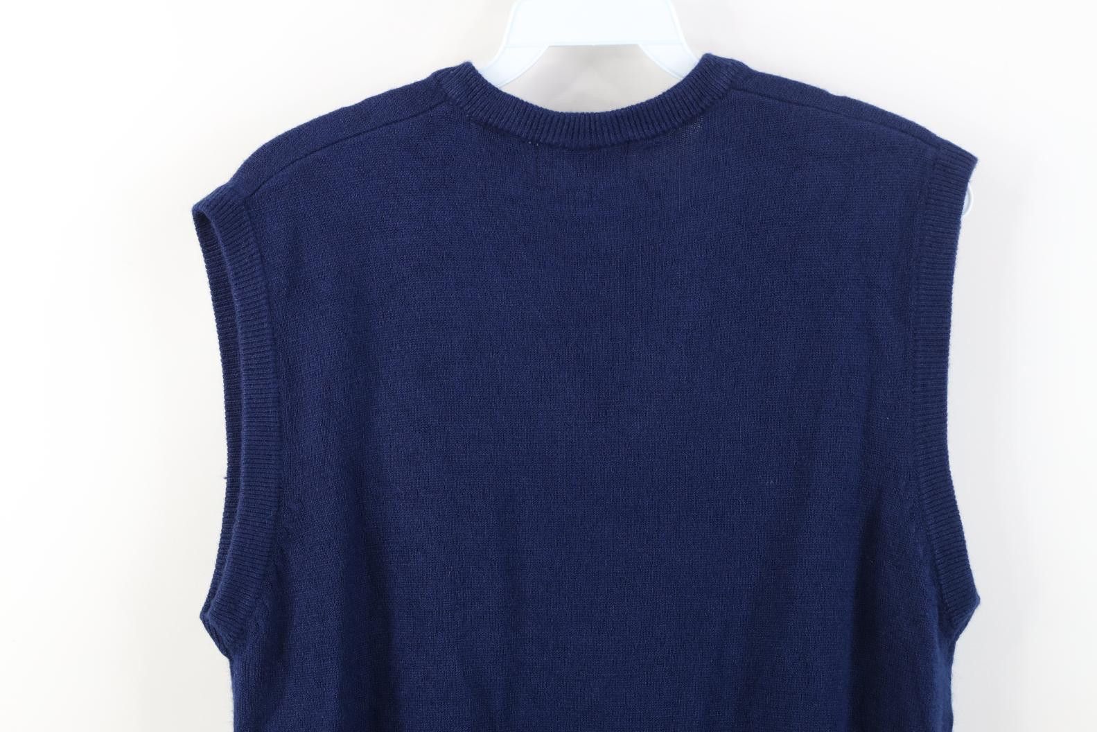 Vintage Deadstock Vintage 70s Blank Soft Knit Sweater Vest Navy Blue Size M / US 6-8 / IT 42-44 - 10 Thumbnail
