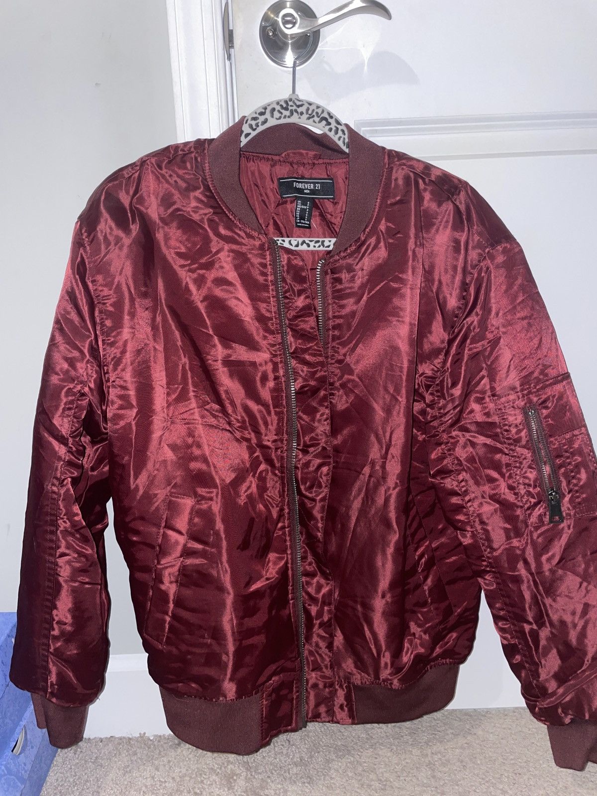 Forever 21 Burgundy Bomber Jacket Size US S / EU 44-46 / 1 - 2 Thumbnail