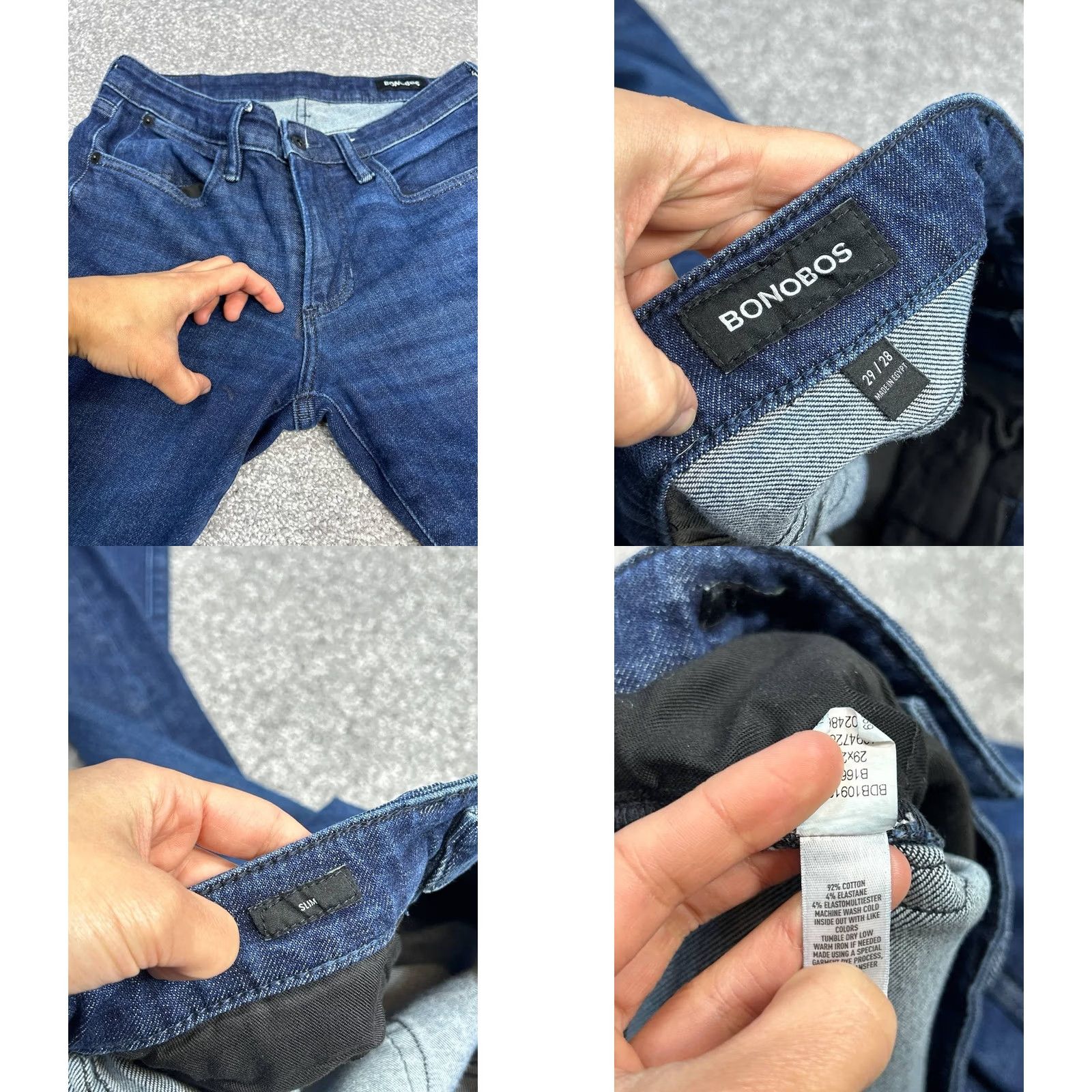 Bonobos Bonobos Jeans Mens 29 Blue Denim Cotton Stretch Low Rise Slim Tapered Leg 28x26 Size US 29 - 8 Thumbnail