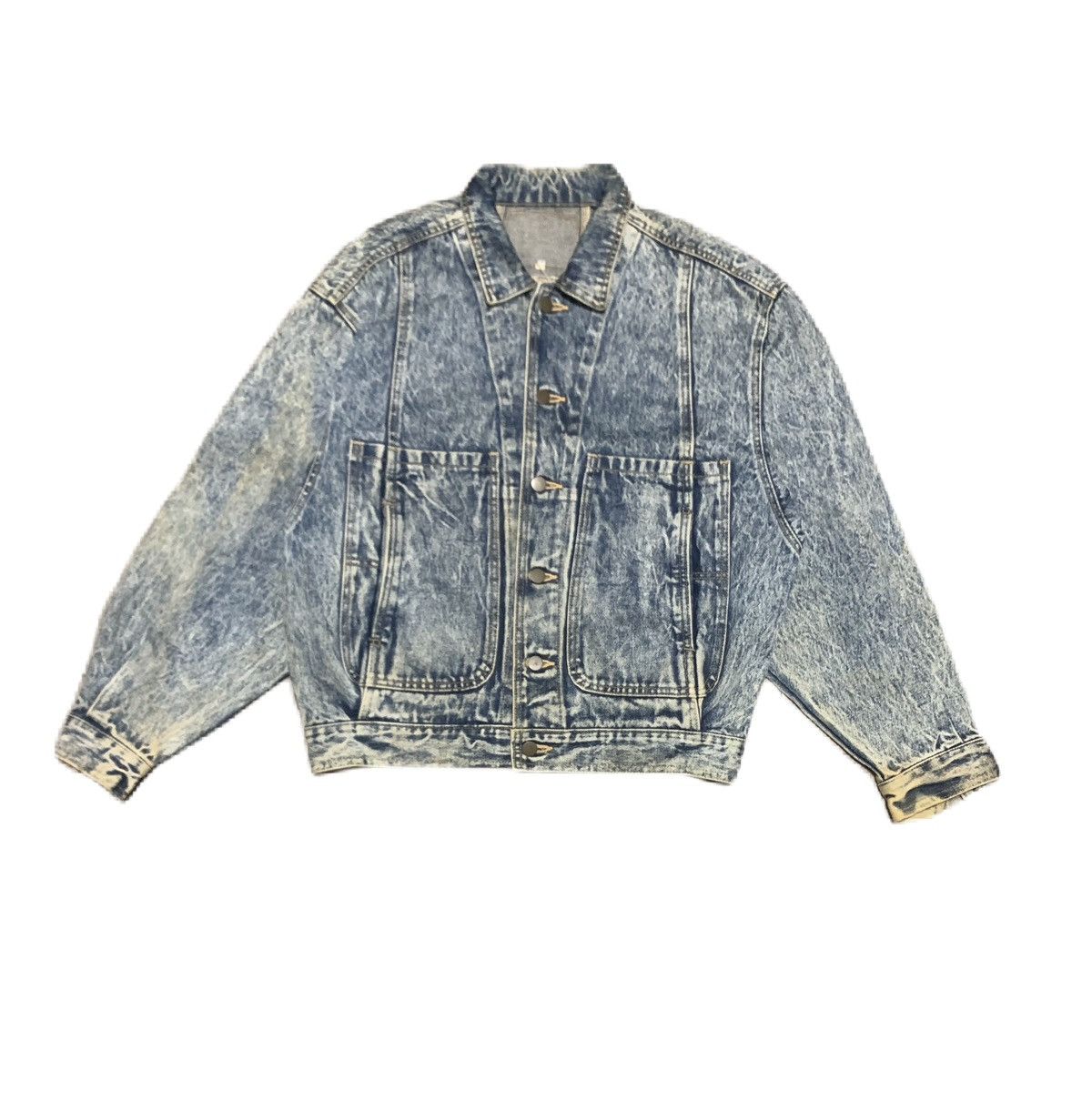 image of 90's Acid Wash Denim Jacket in Blue Denim, Men's (Size Large)
