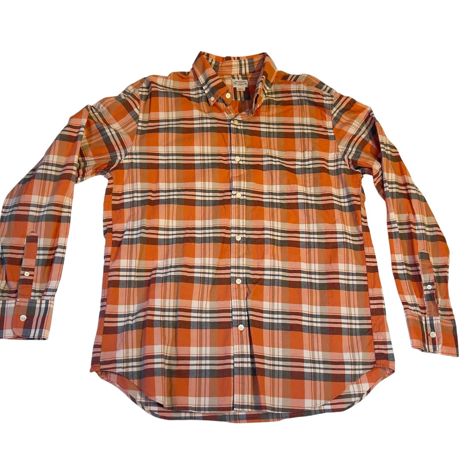 J.Crew J. Crew Factory Button Down Shirt Summer Plaid XL Orange Size US M / EU 48-50 / 2 - 1 Thumbnail