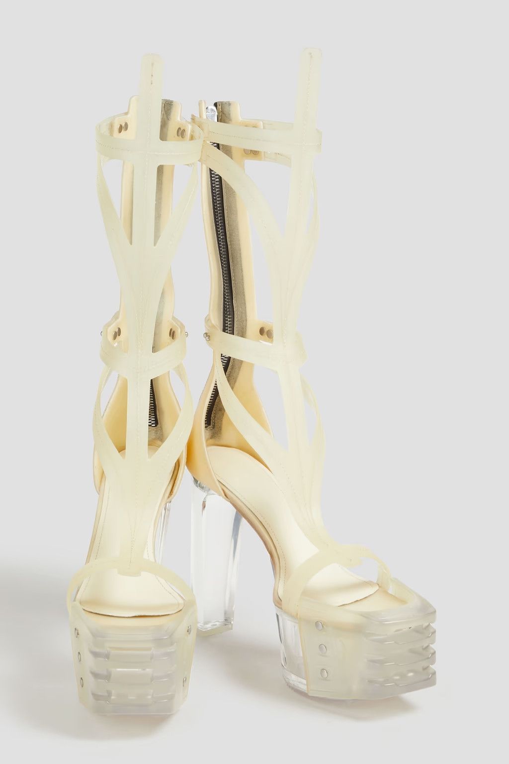 Rick Owens o1y0126 Leather Ankle Strap Sandals in Ivory Size US 11 / IT 41 - 4 Thumbnail