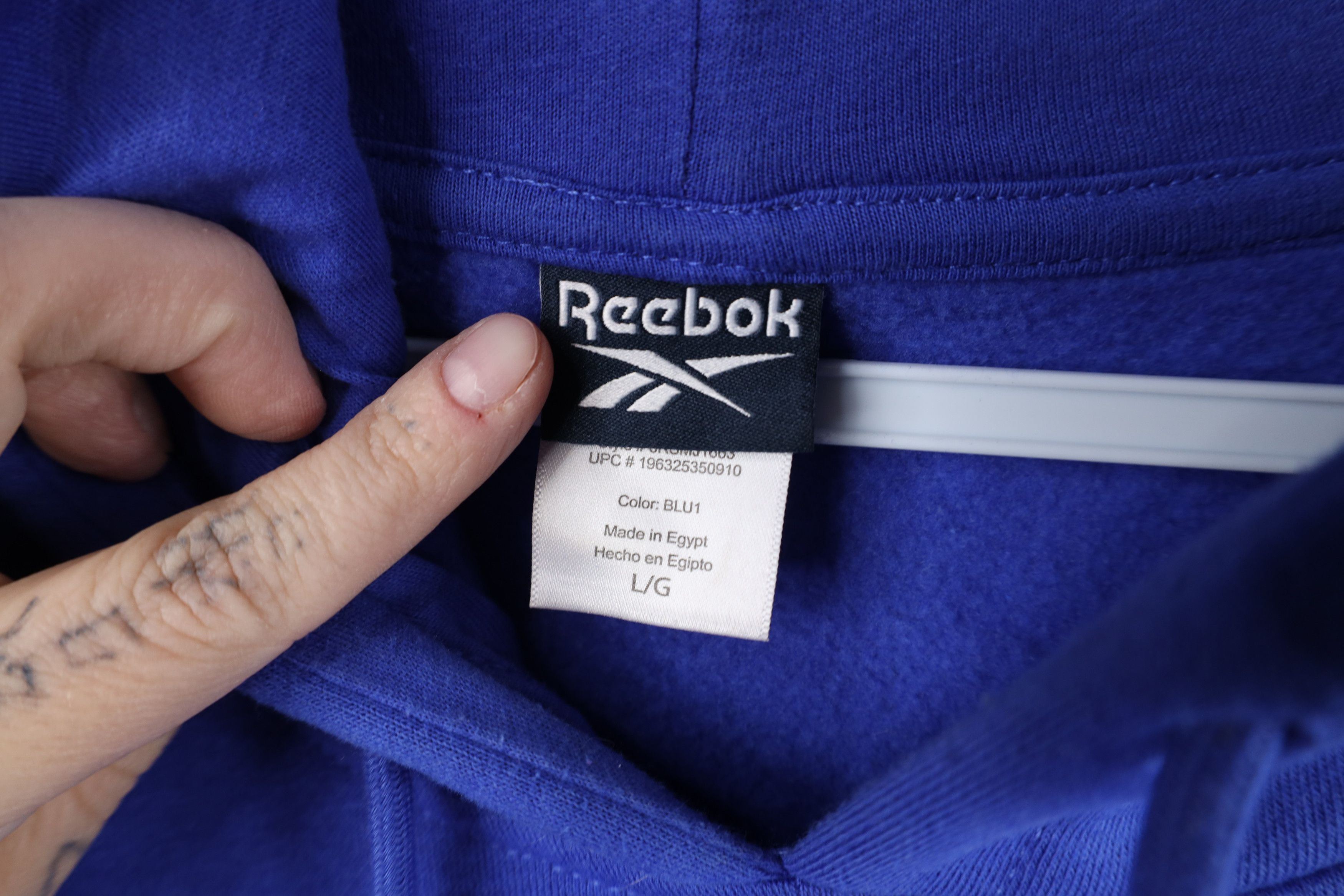Reebok Vintage Reebok Spell Out Hoodie Sweatshirt Royal Blue Size US L / EU 52-54 / 3 - 11 Thumbnail