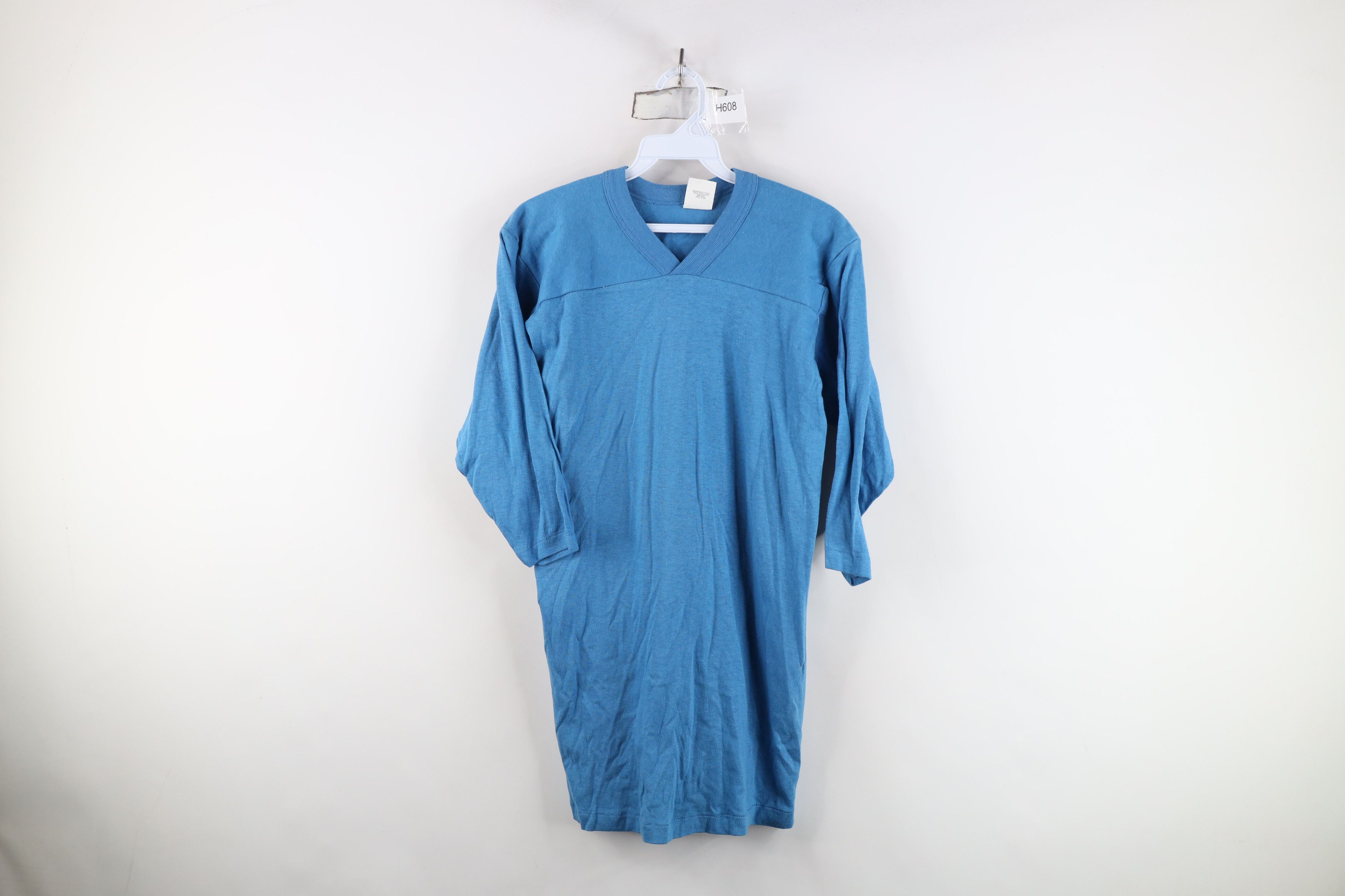 Vintage Vintage 60s 70s Cotton Knit Football Jersey T-Shirt Blue USA Size US S / EU 44-46 / 1 - 1 Thumbnail