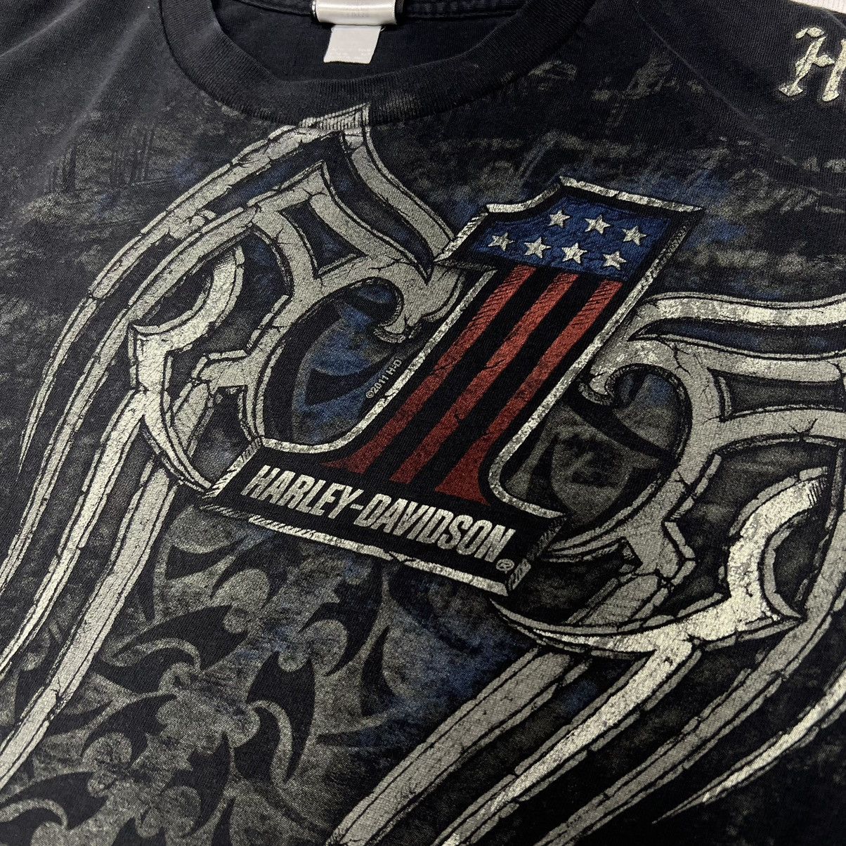 Harley Davidson × Vintage Harley Davidson Tee Shirt Black Biker Motorcycle Wings Flame Size US XXL / EU 58 / 5 - 11 Thumbnail