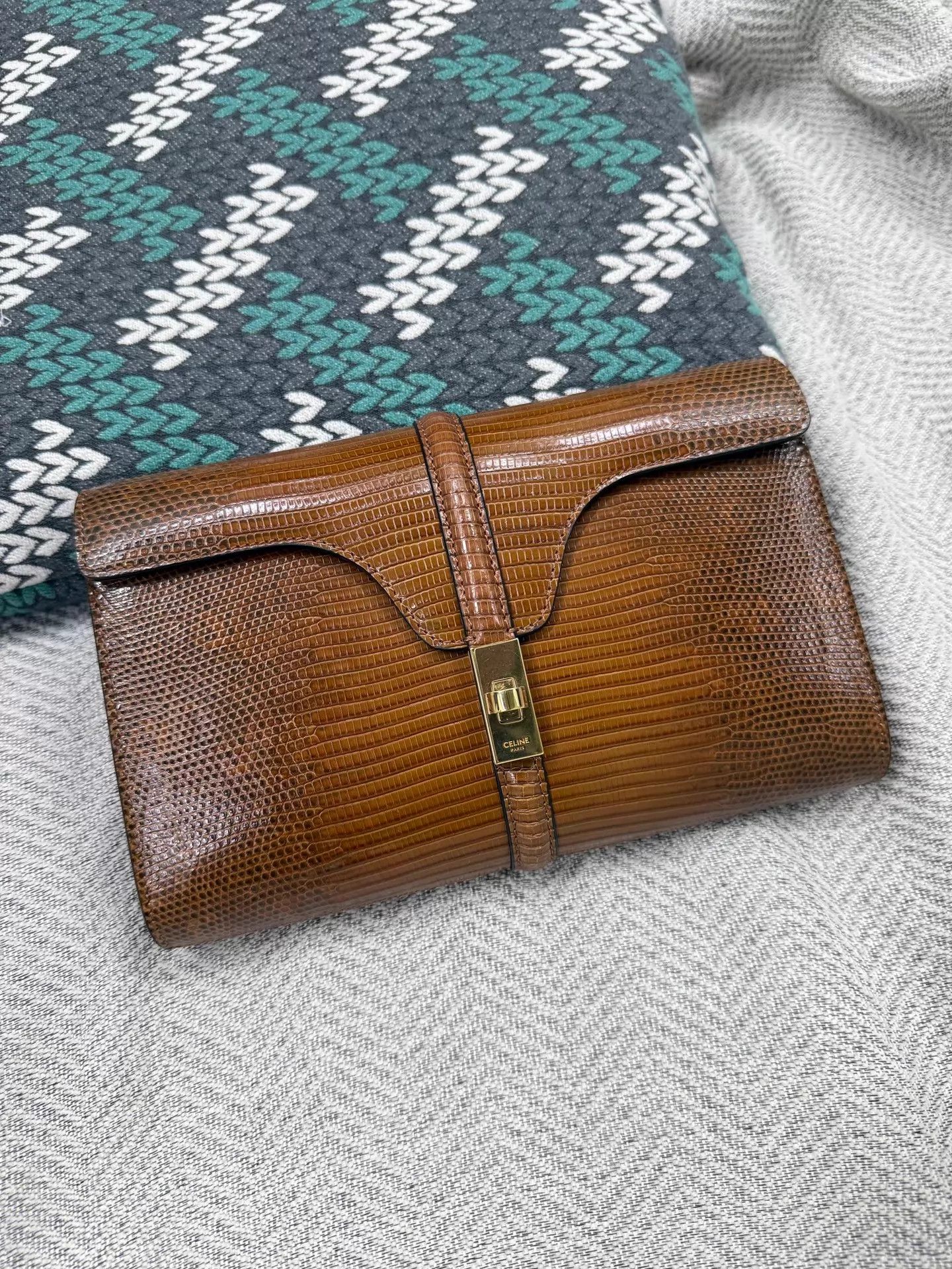 Celine Celine Caramel Lizard Clutch (Convertible to Crossbody) Size ONE SIZE - 1 Thumbnail