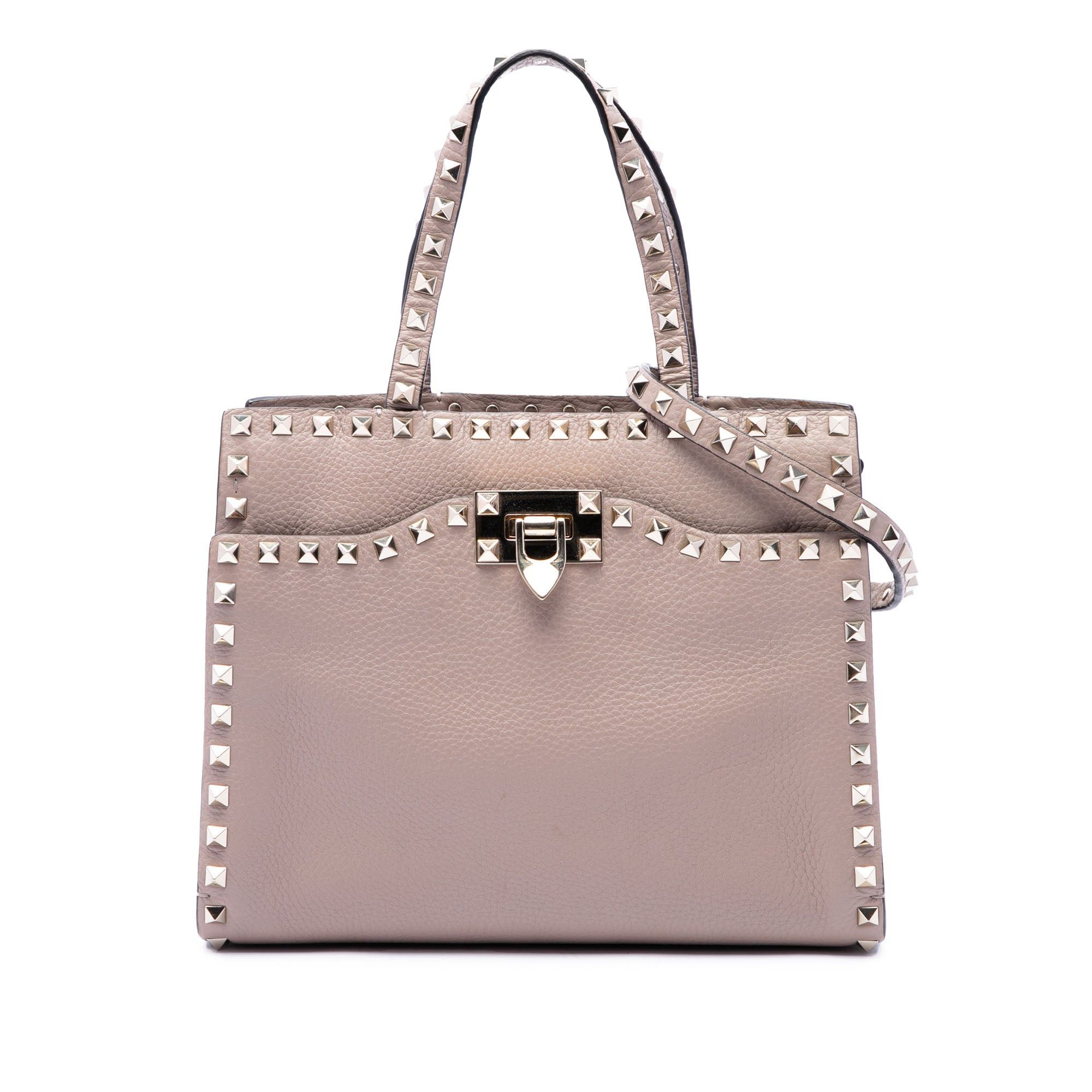 Valentino Grained Calfskin Rockstud Flip Lock Tote Size ONE SIZE - 1 Thumbnail