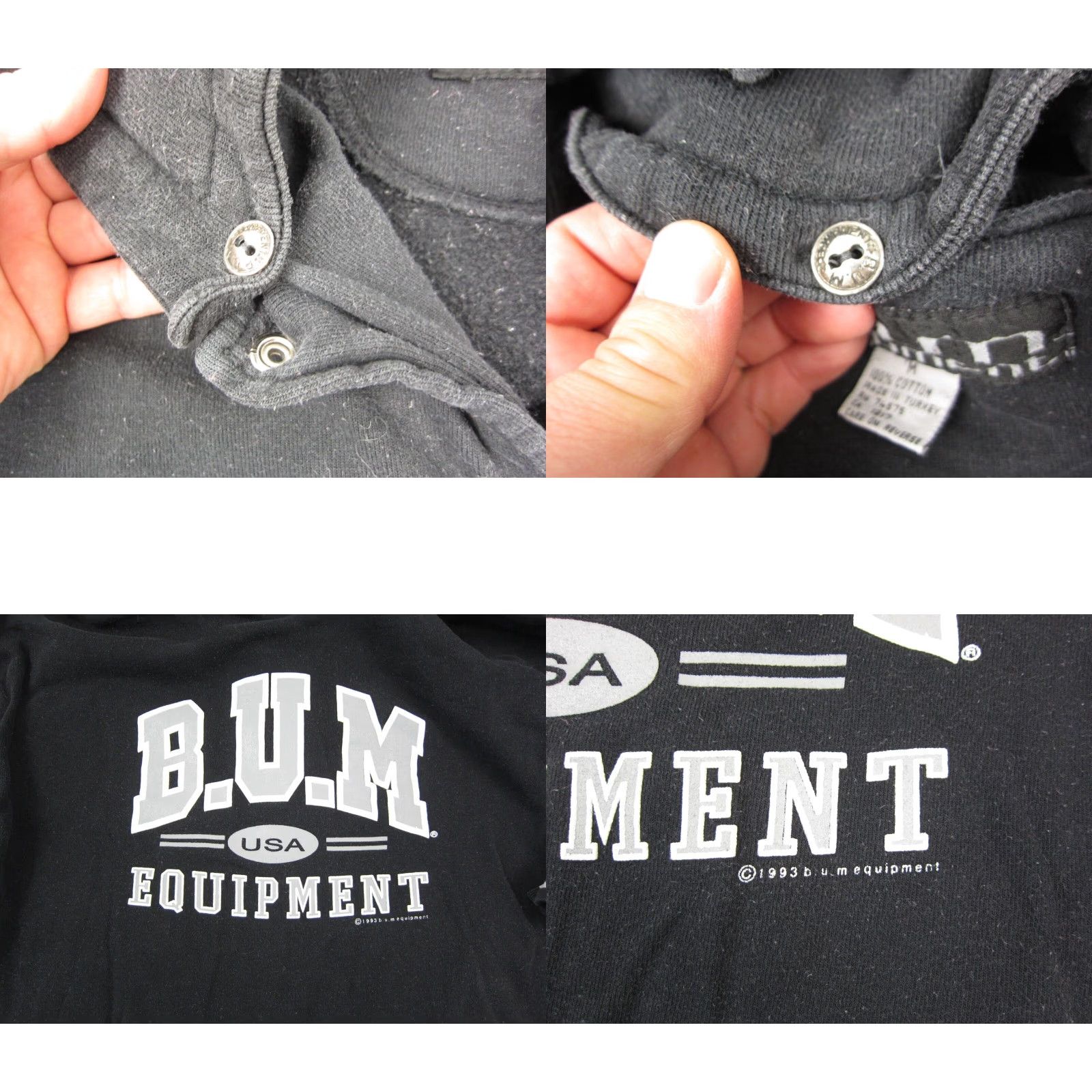 Equipment VINTAGE BUM EQUIPMENT Hoodie Women M Black Button Up Sweatshirt 90s Cardigan Ladies Knit Pullover College Outdoor Size M / US 6-8 / IT 42-44 - 9 Thumbnail
