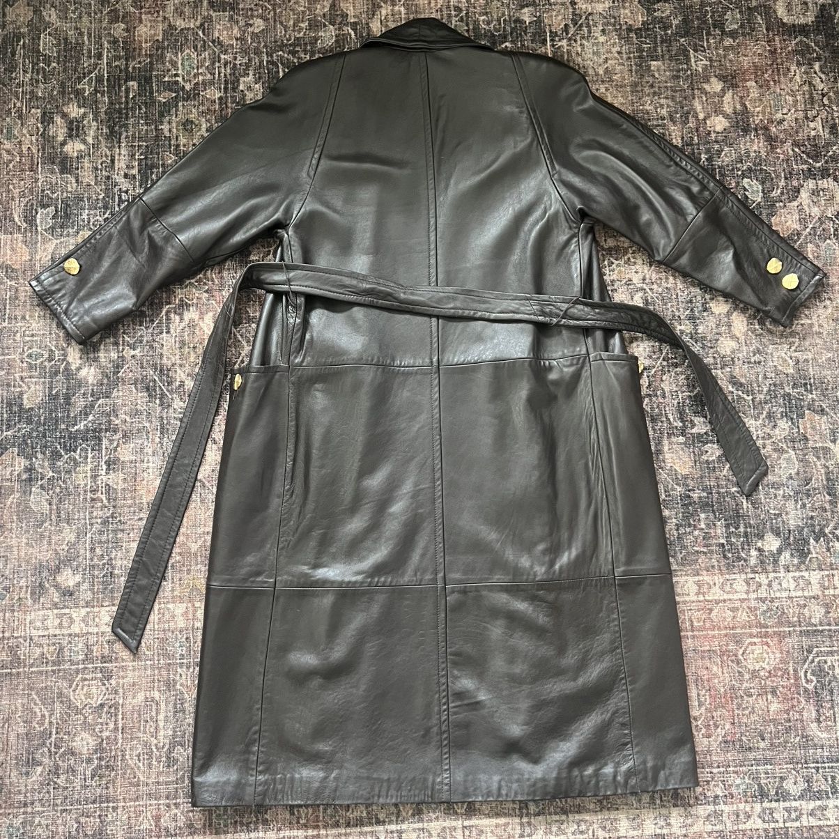 Other HEAVY LEATHER LINED TRENCH COAT JACKET WITH BELT Size US L / EU 52-54 / 3 - 4 Thumbnail