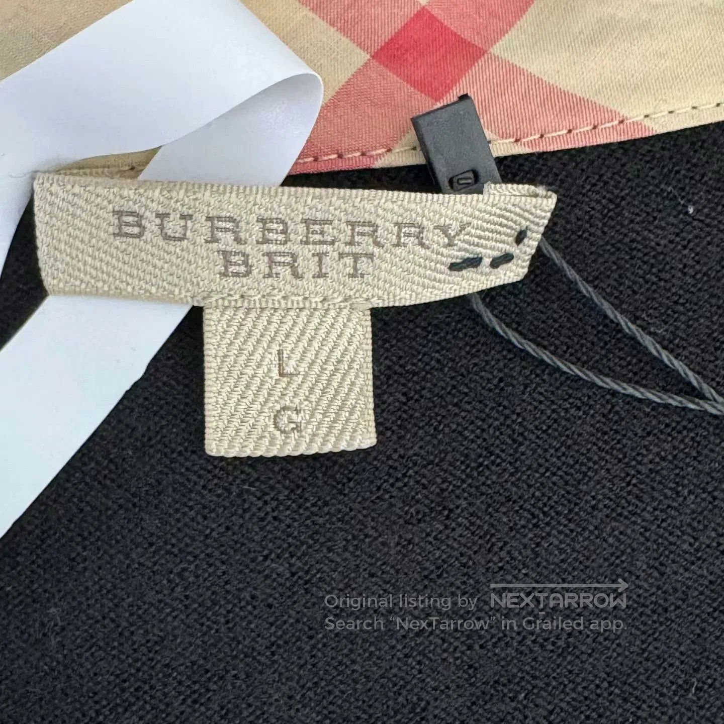 Burberry burberry black cardigan with check trim. Size L / US 10 / IT 46 - 2 Thumbnail