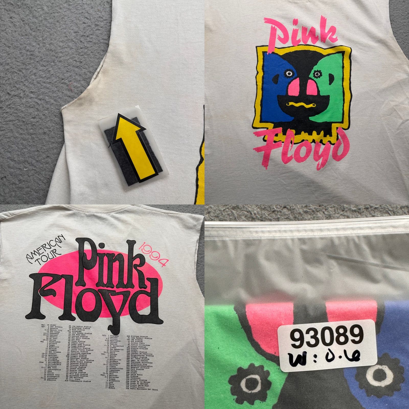 Vintage VINTAGE Pink Floyd T-Shirt Mens XL White Sleeveless Graphic 1994 American Tour 90s Girl? Mens Size US XL / EU 56 / 4 - 9 Thumbnail