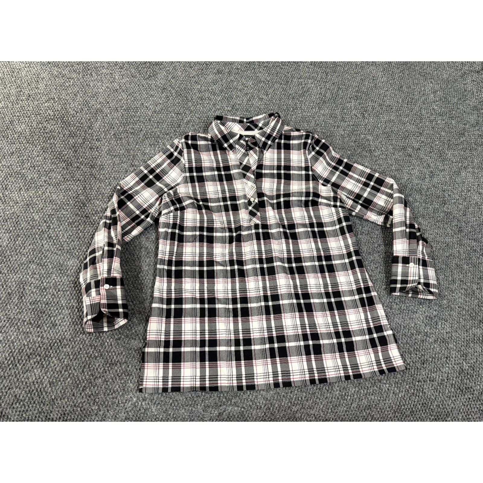 Talbots Talbots Button-Up Shirt Womens 10P Petite Black White Plaid cotton Spandex Multicolor Classic Casual Workwear Size L / US 10 / IT 46 - 2 Thumbnail