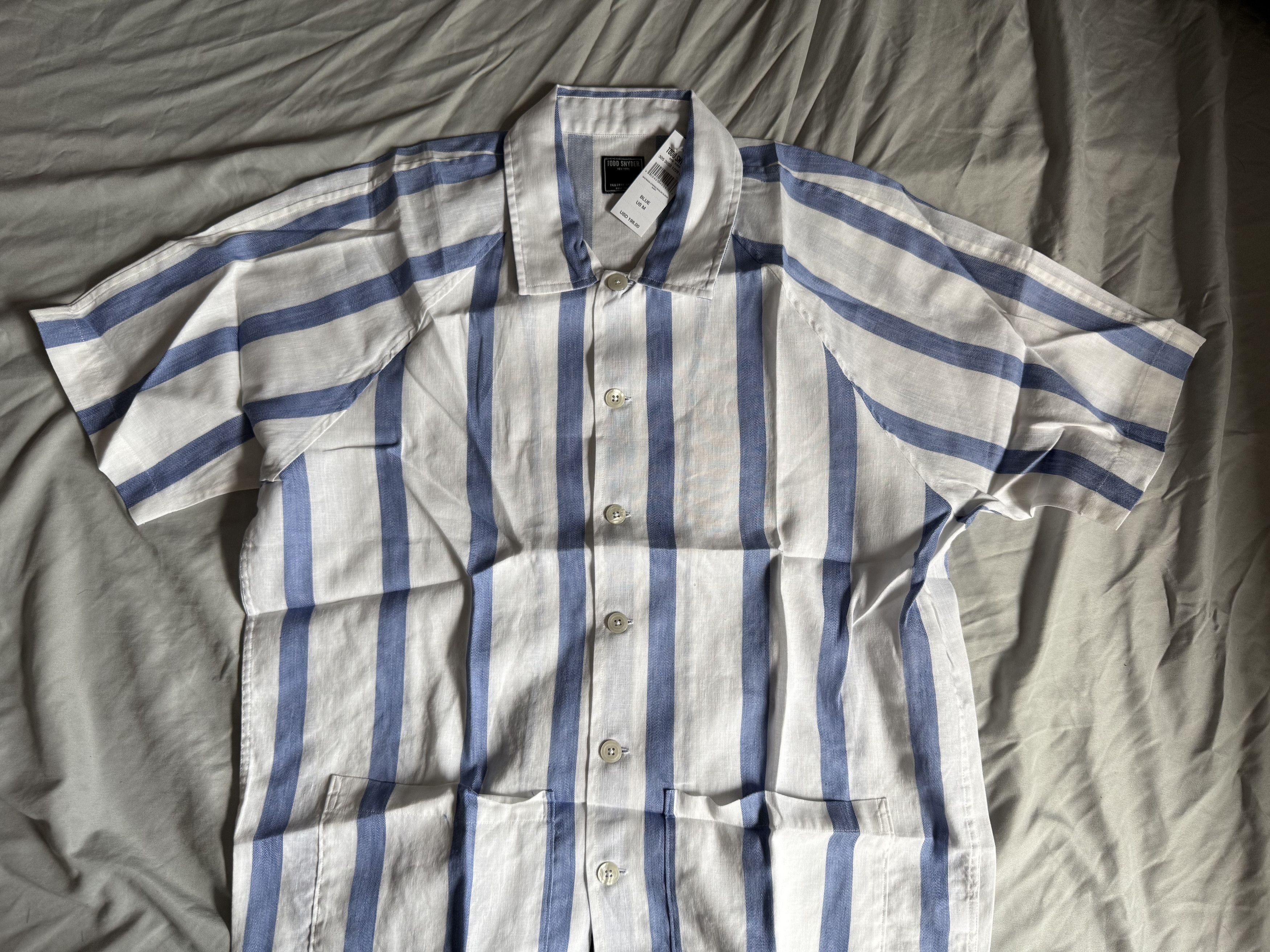 Todd Snyder Todd Snyder Striped Raglan Sleeve Shirt MEDIUM $198 Size US M / EU 48-50 / 2 - 2 Thumbnail