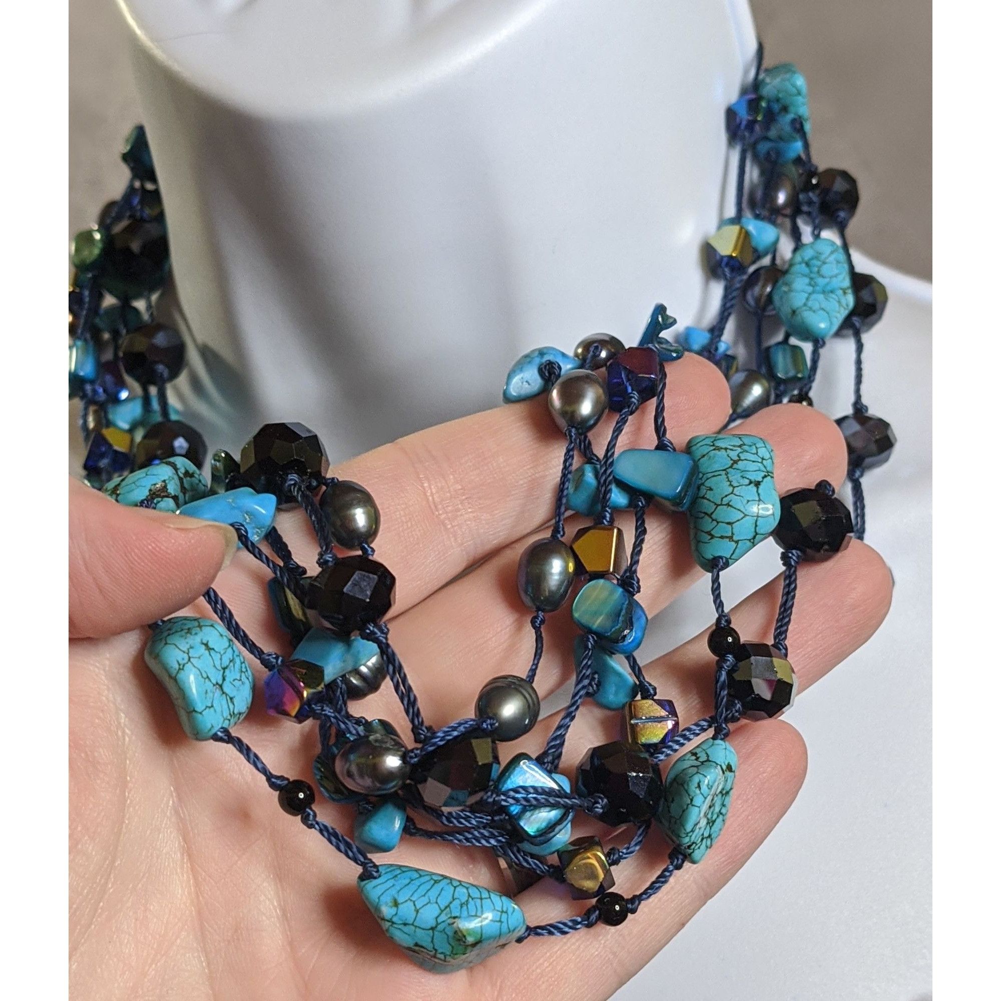 Other Bohemian Turquoise Pearl And Glass Multi-Strand Necklace Size ONE SIZE - 2 Thumbnail